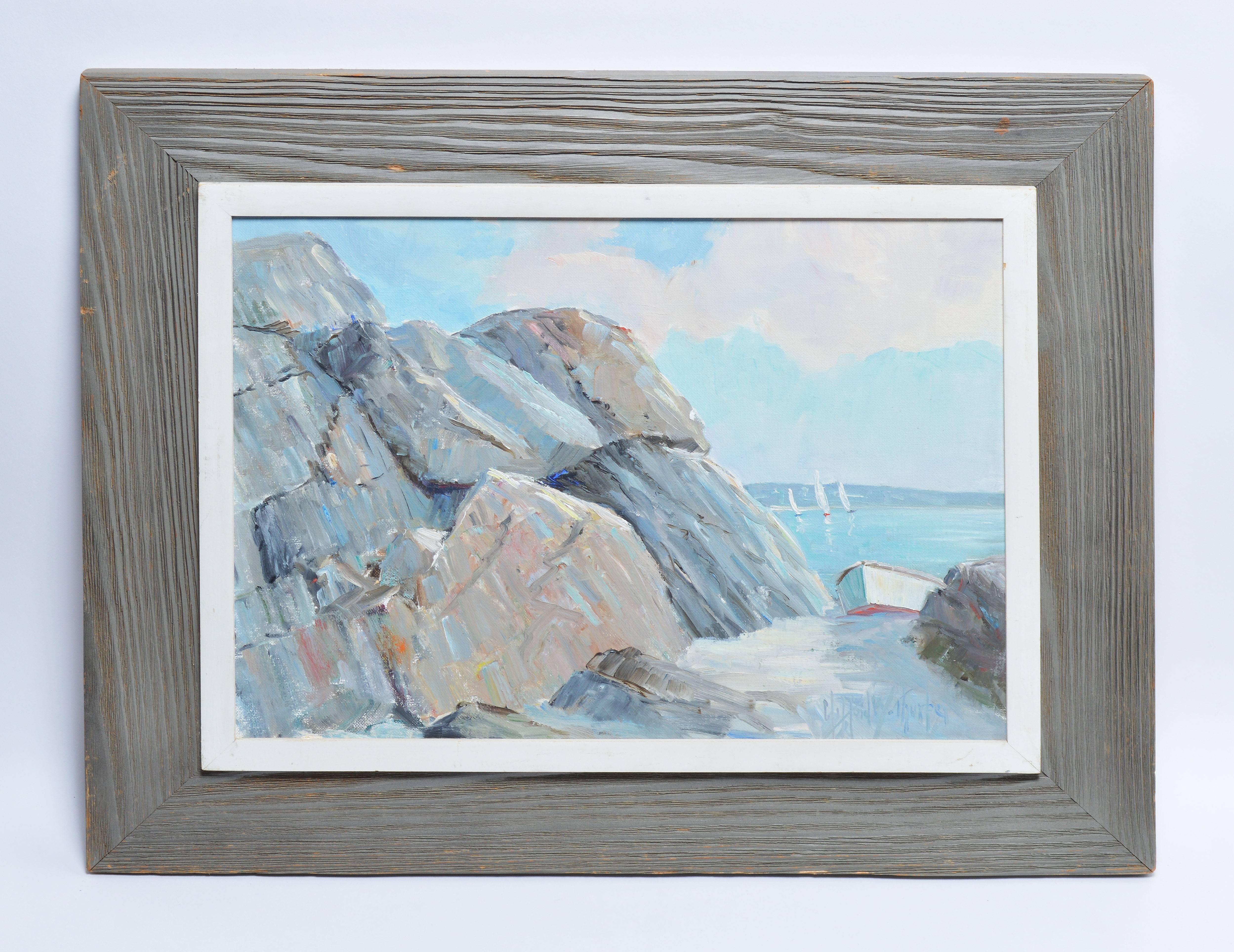 New England Coastal View by Clifford Thurber - Painting by Clifford W. Thurber