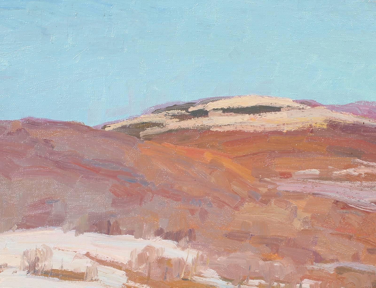 George Renouard Landscape Painting - Hillside at Sundown