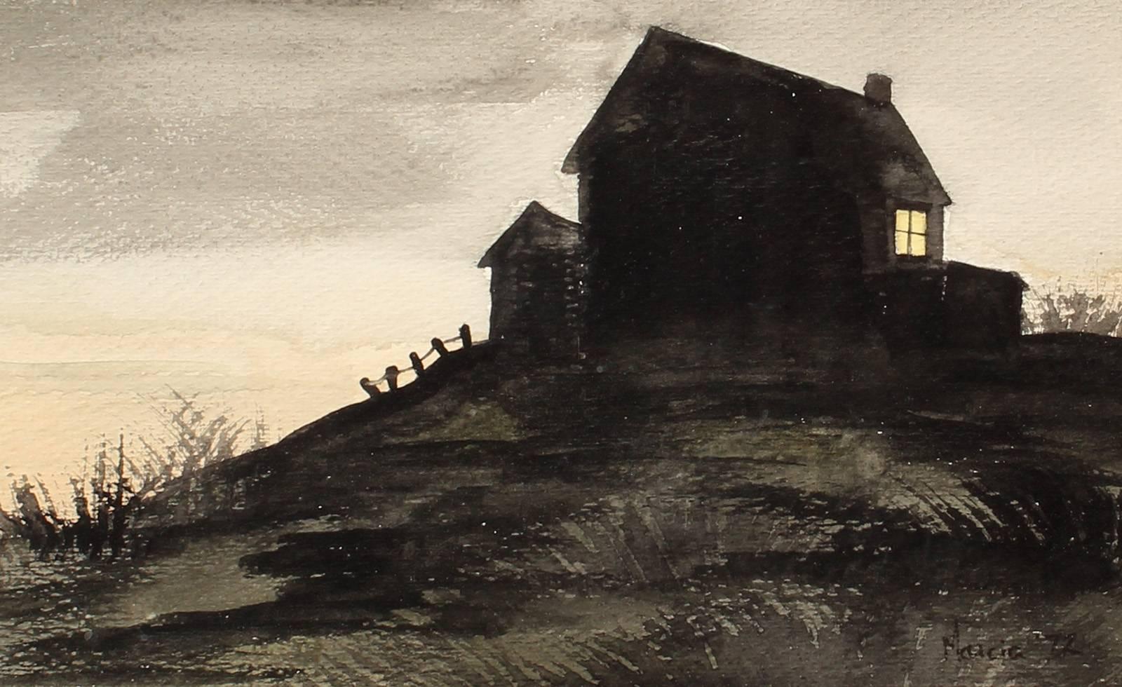 Nocturnal Landscape with House on a Hill