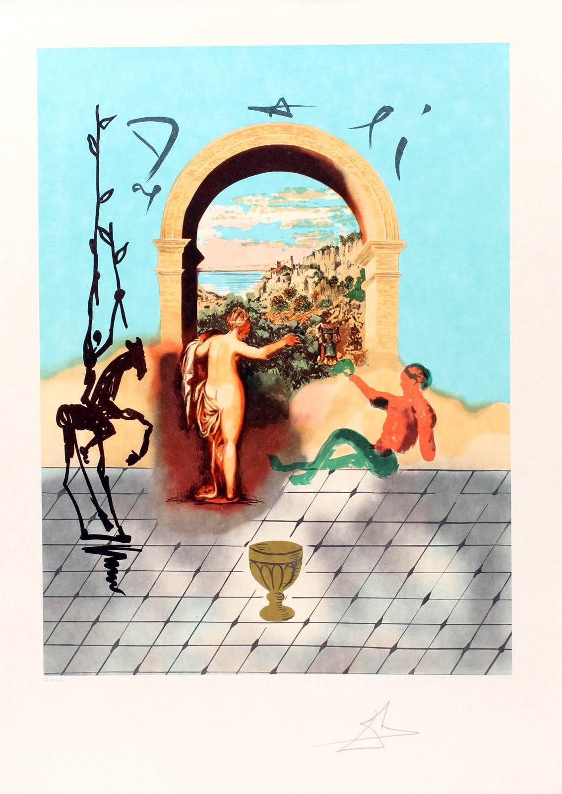 Salvador Dalí Nude Print - Gateway To The New World (Five Of Cups)