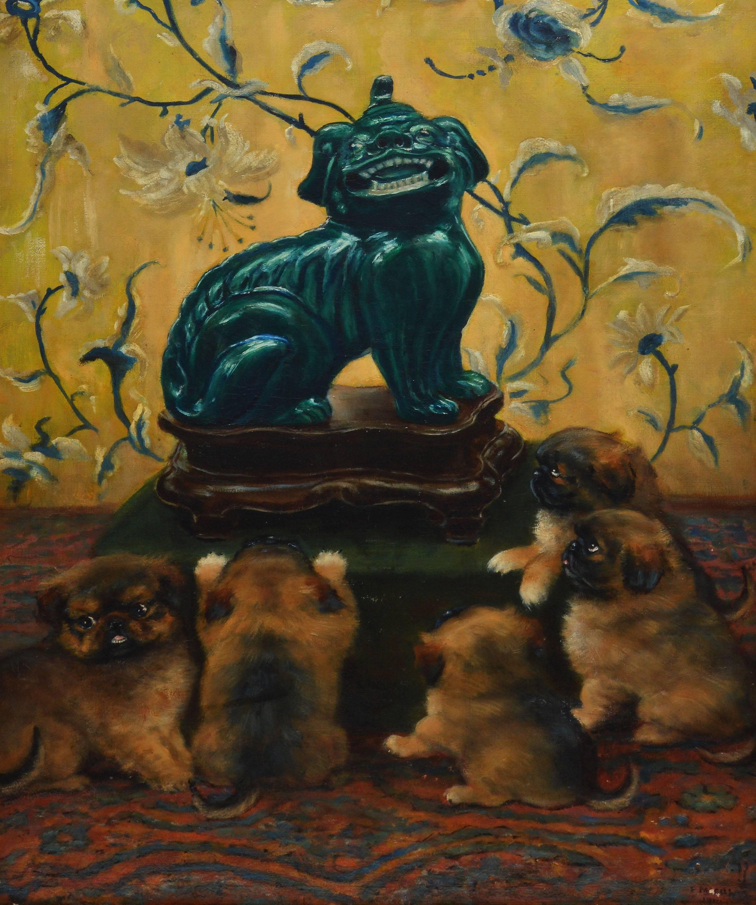 The Idol, Fu Dog Portrait  - Realist Painting by Unknown