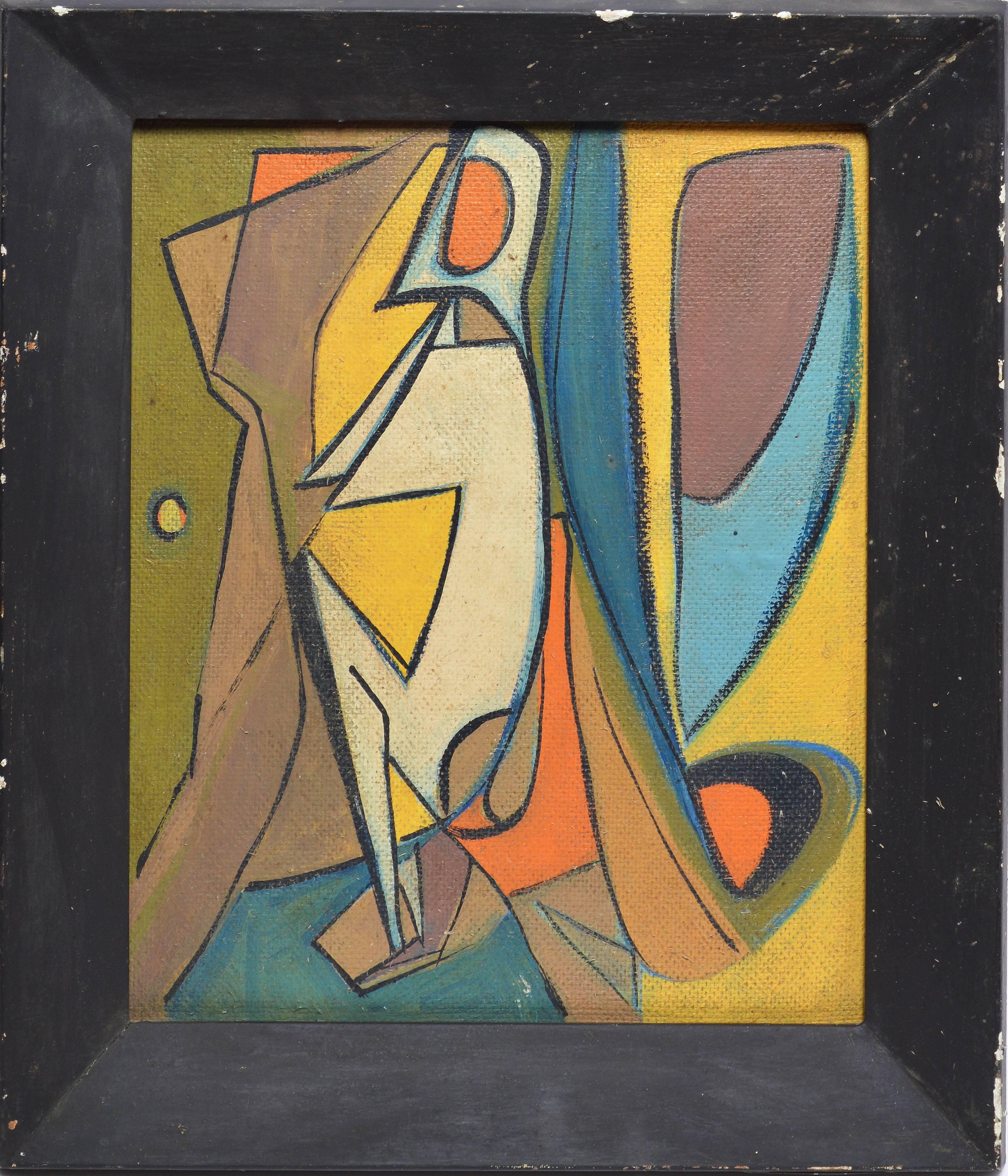 Unknown Abstract Painting - Early American School Cubist Abstraction