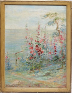 Hollyhocks by the Sea, Rosalind Clark Pratt