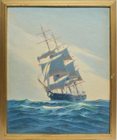 Seascape with a View of a Clipper Ship on the Ocean by Henry Bernahl