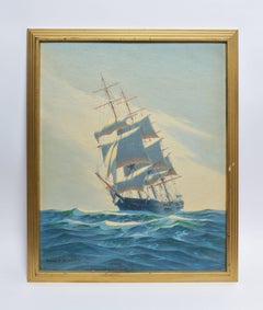 Seascape with a View of a Clipper Ship on the Ocean by Henry Bernahl