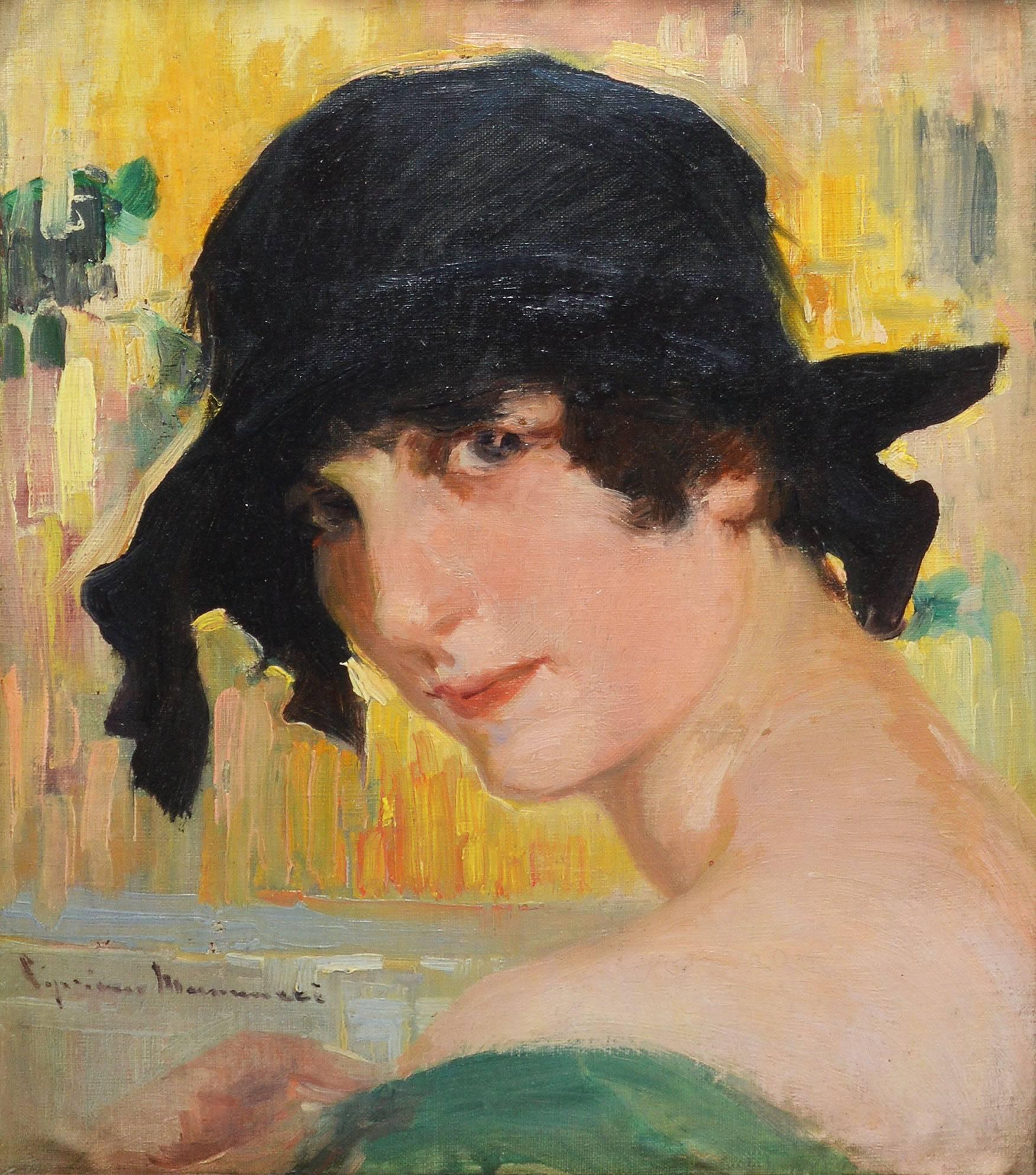 American School Art Deco Portrait of a Woman - Impressionist Painting by Unknown