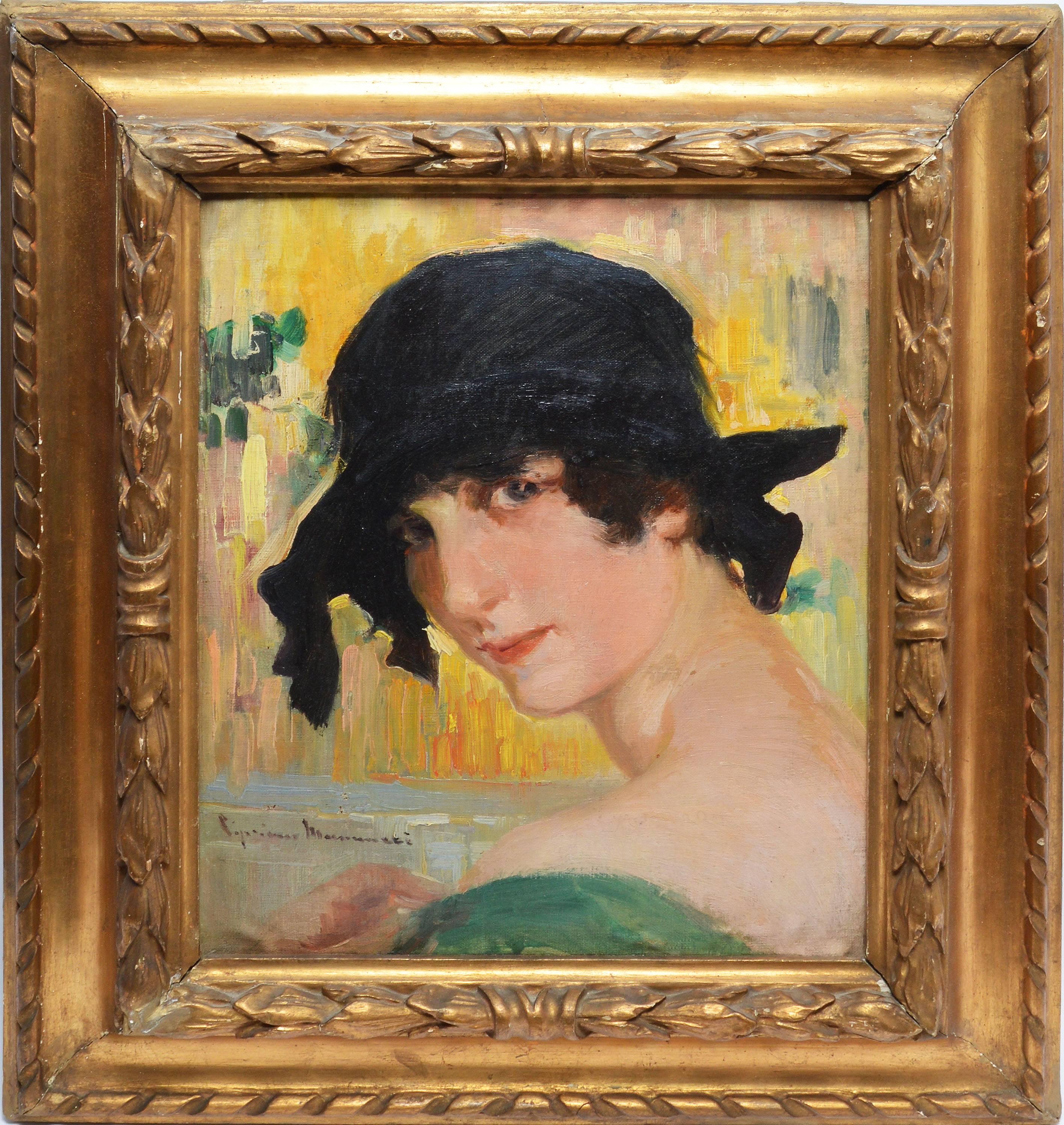 Unknown Portrait Painting - American School Art Deco Portrait of a Woman