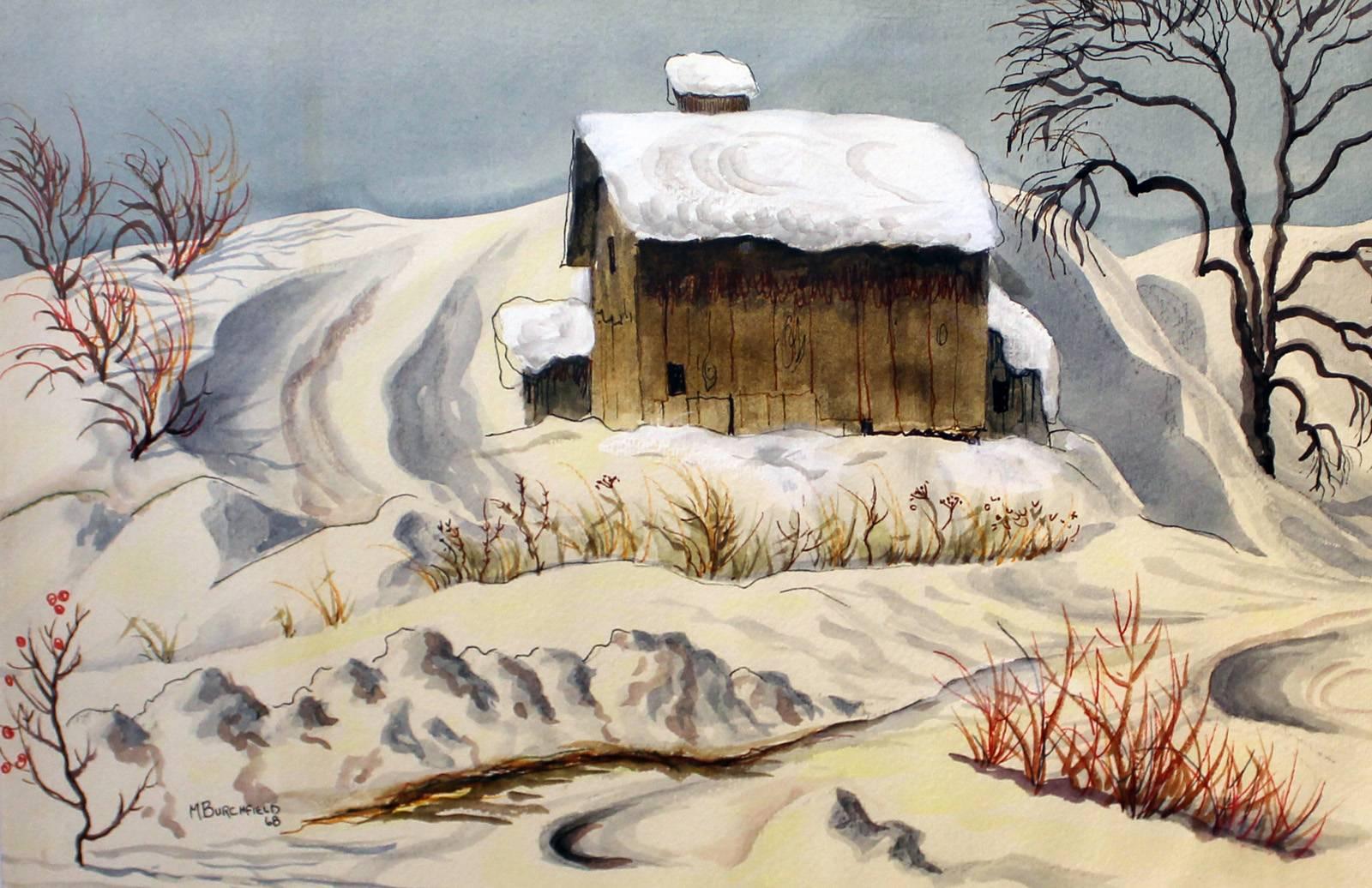 Martha Elizabeth Burchfield Richter Landscape Painting - Old Barn in Winter