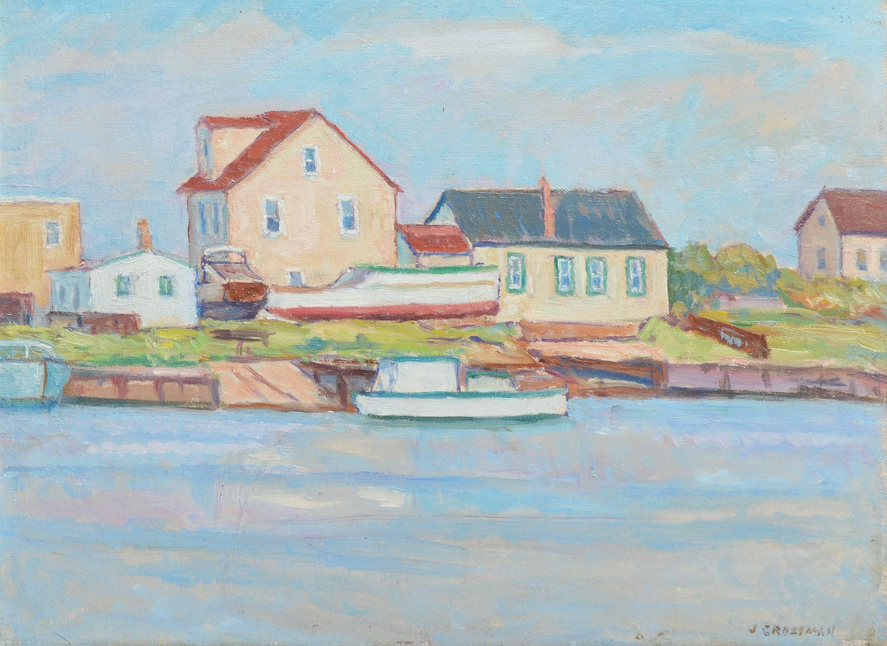New England Impressionist Dock View by Joseph Grossman 1