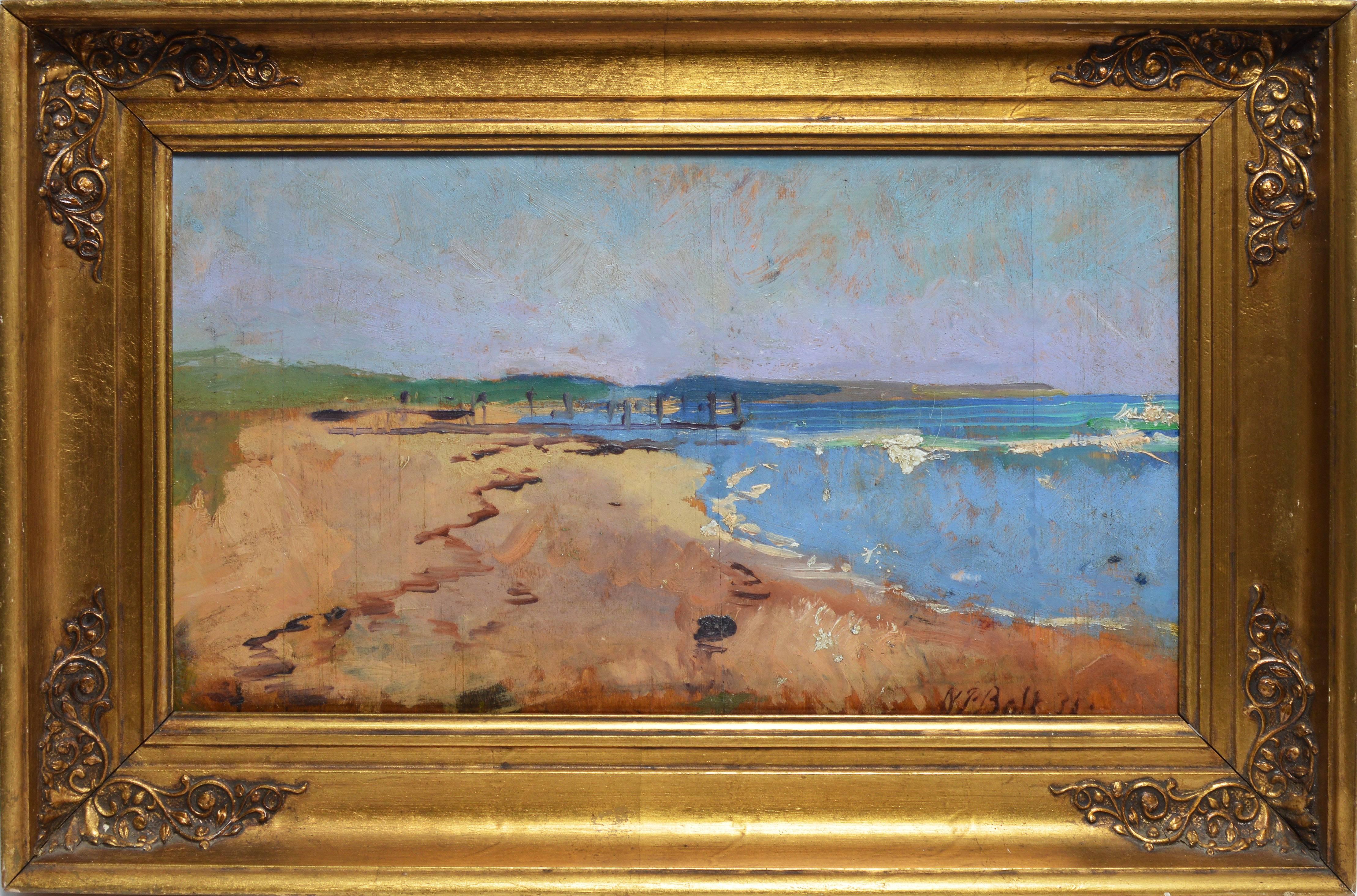 Unknown Landscape Painting - Modernist Beach View