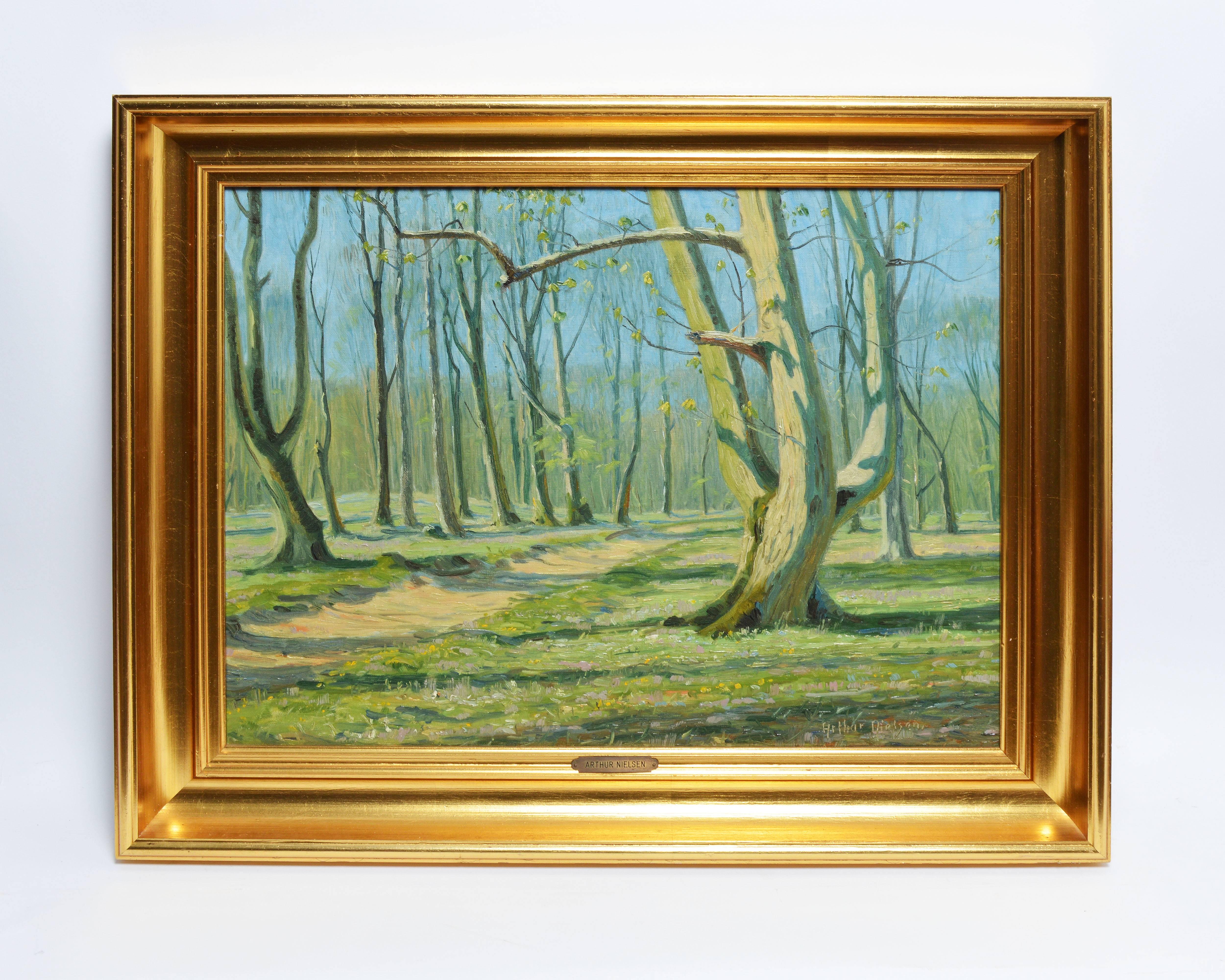 Sunlit Danish Forest by Arthur Nielsen 1