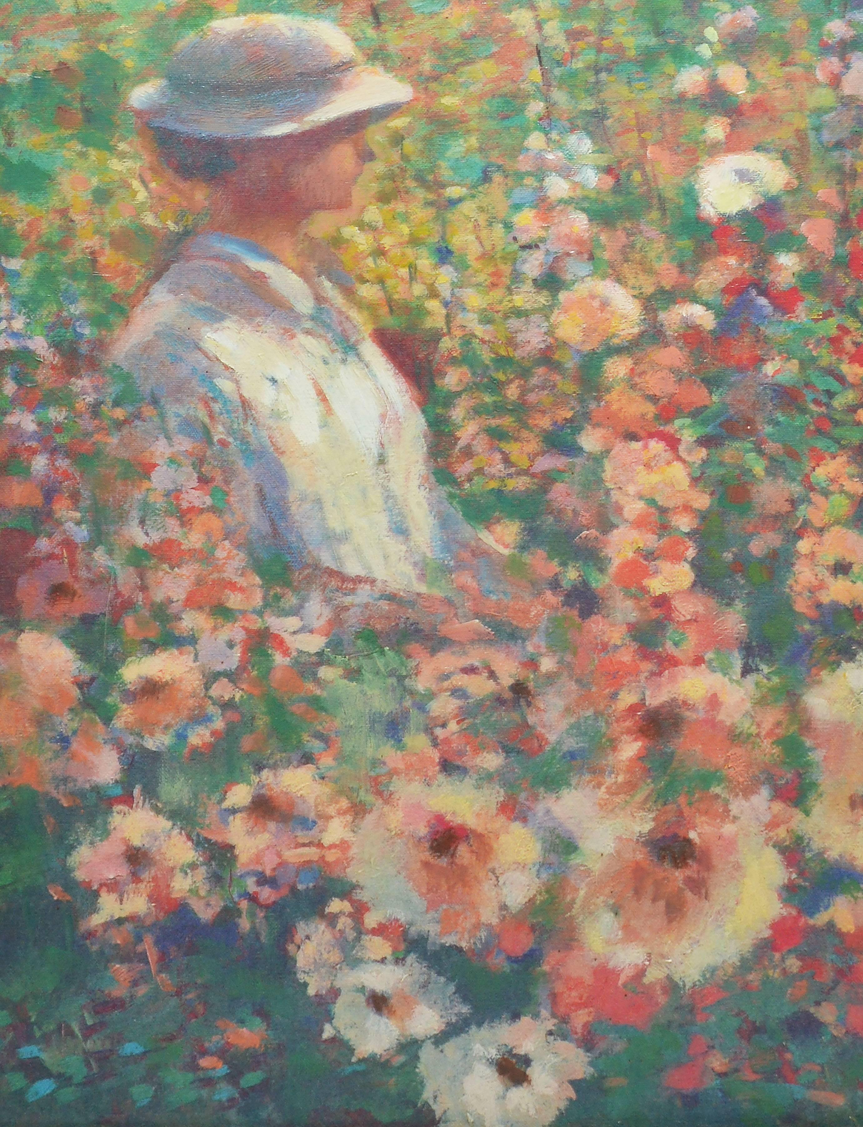 Portrait among the Hollyhocks, by Donald Roy Purdy 1