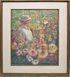 Portrait among the Hollyhocks, by Donald Roy Purdy