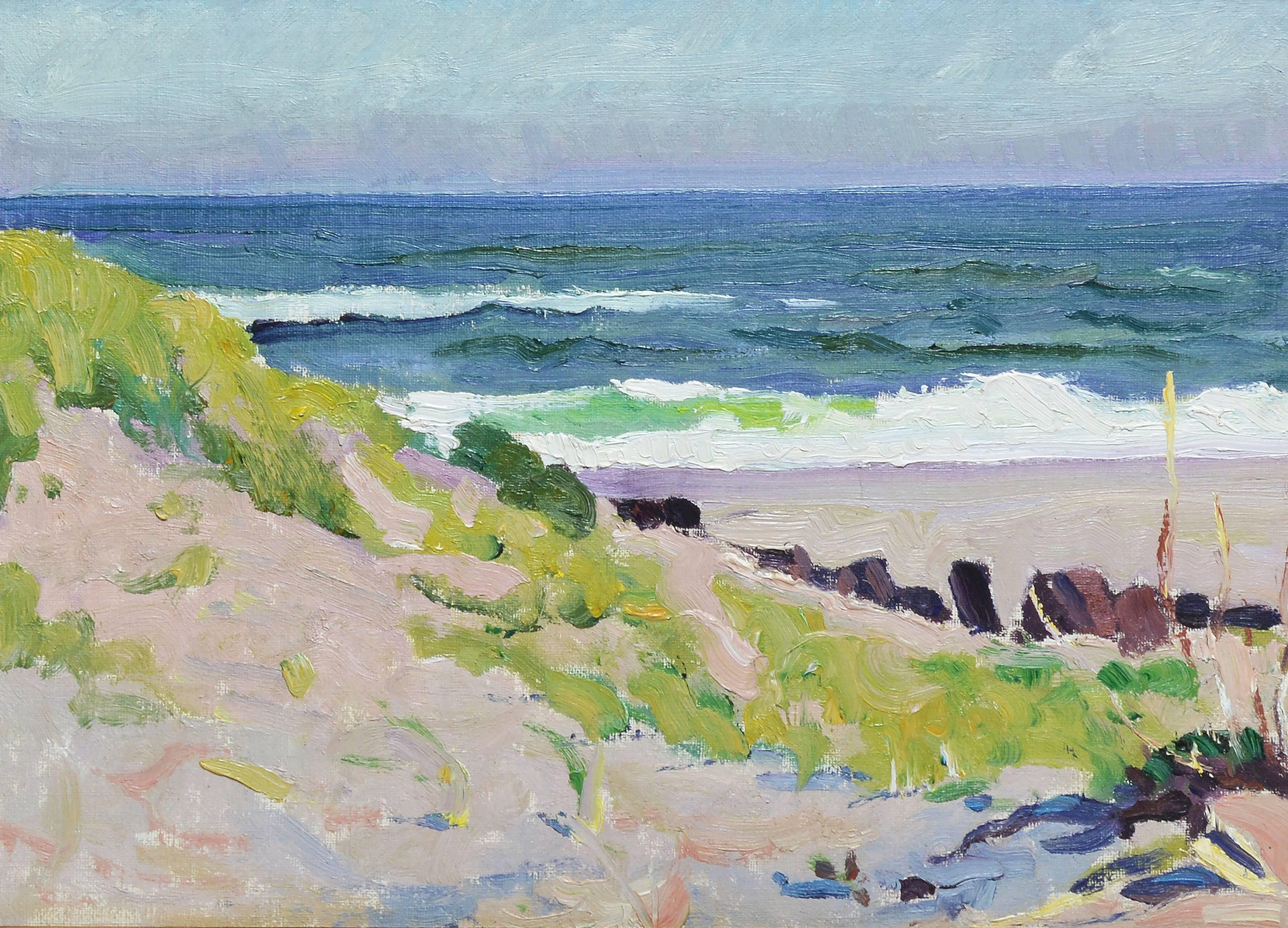 Summer Beach View - Modern Painting by Guy Clark