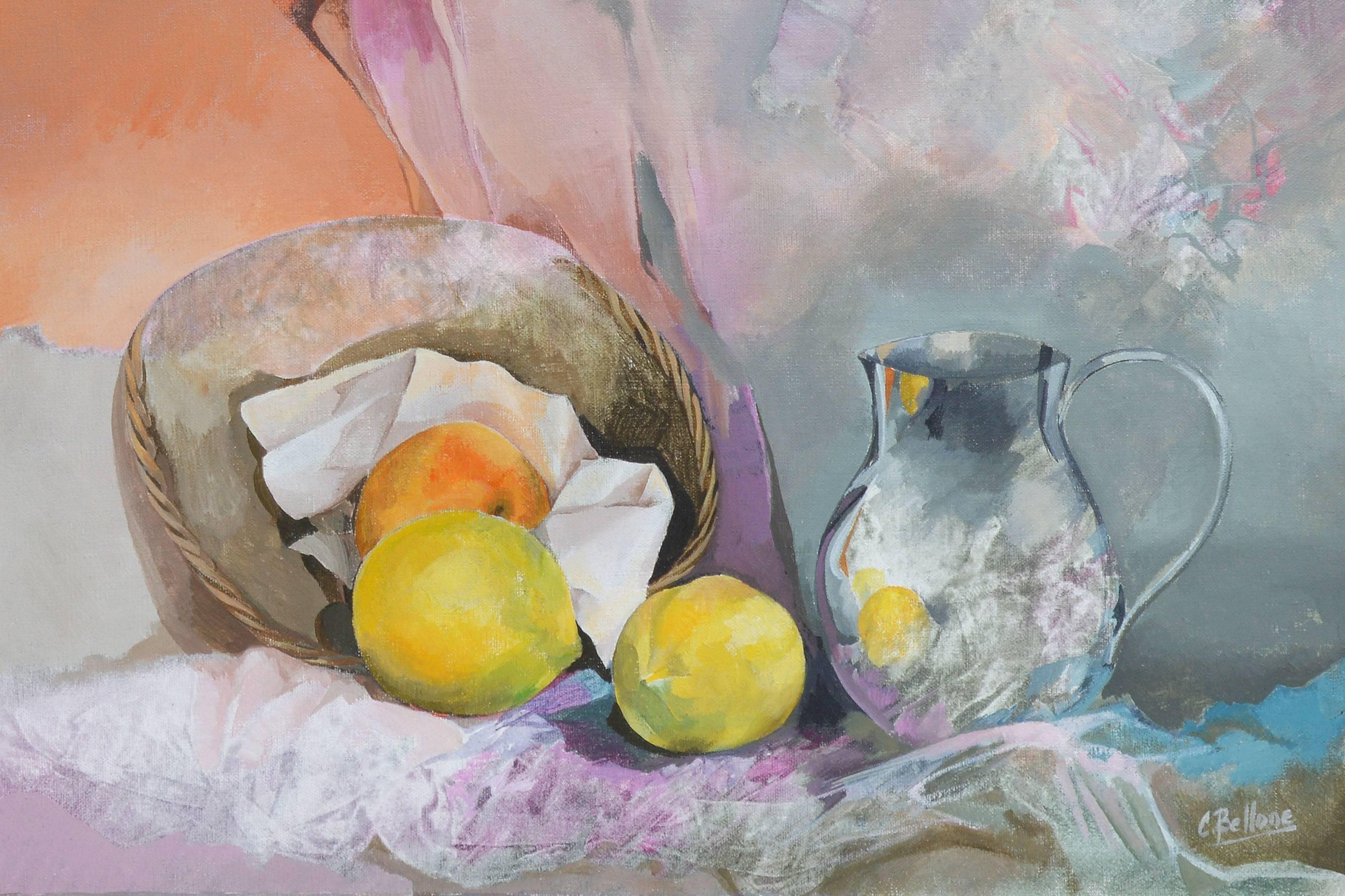 Fruit Still Life - Gray Still-Life Painting by Unknown