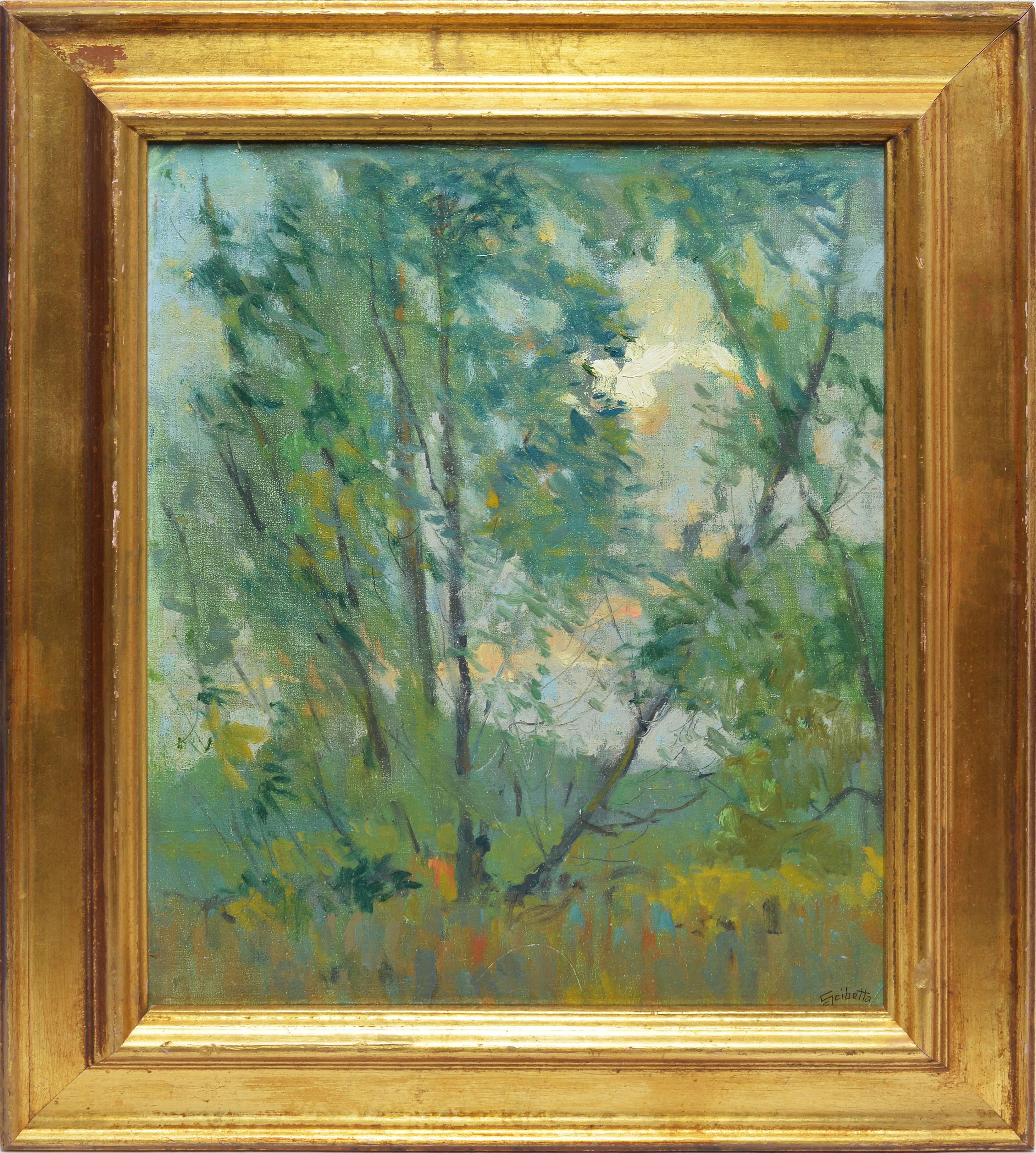 Calogero Scibetta Landscape Painting - Impressionist View of Deleware Park, Buffalo NY 1910