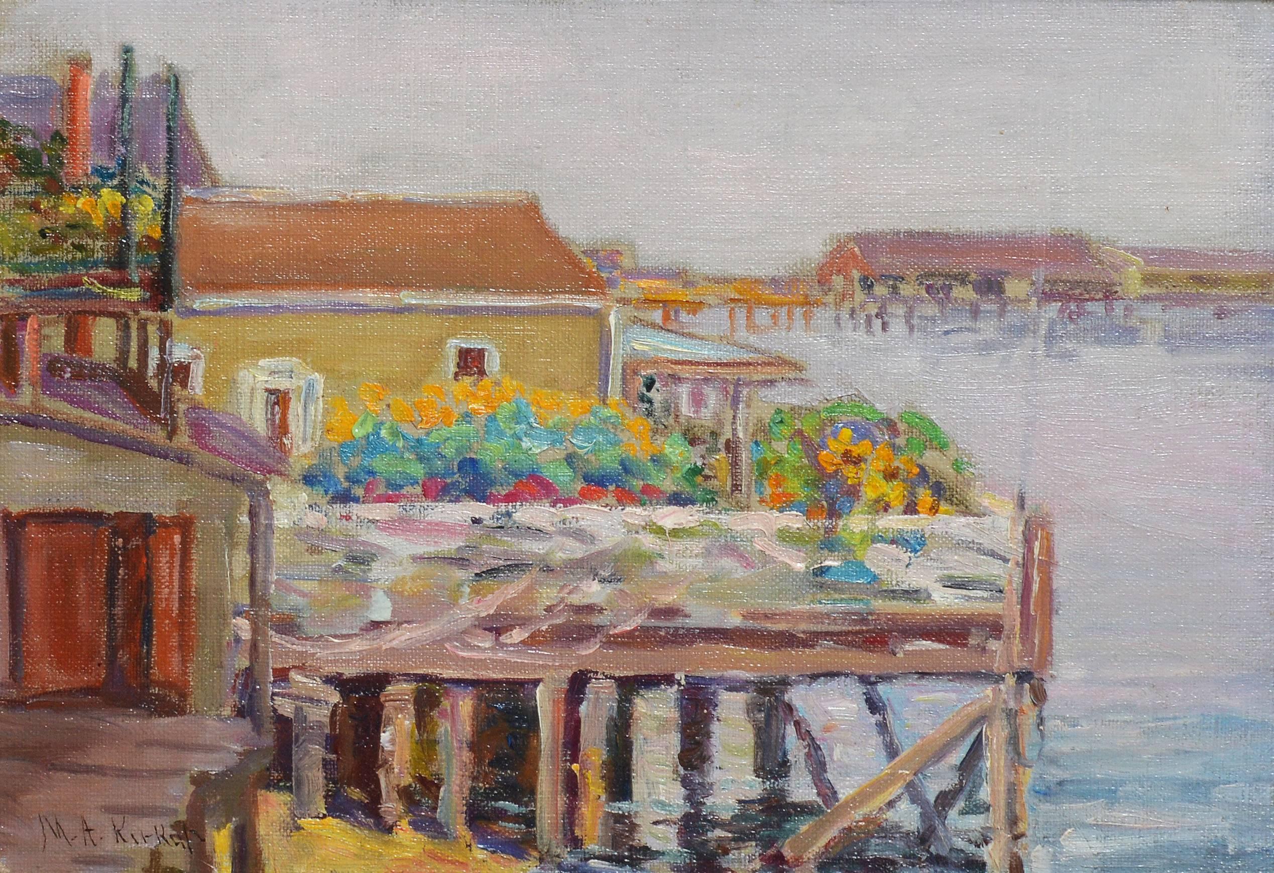 New England Harbor by Mary Kirkup - Impressionist Painting by Mary A. Kirkup