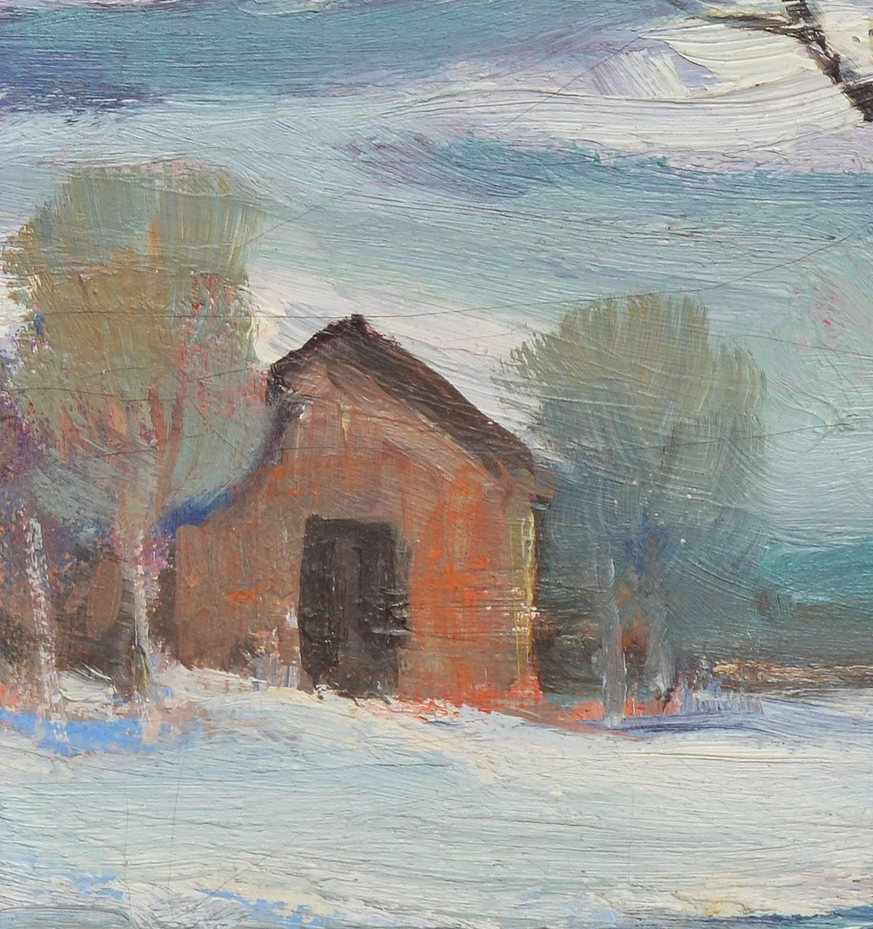 Snow Covered Landscape with a Barn, Bela DeTirefort 5