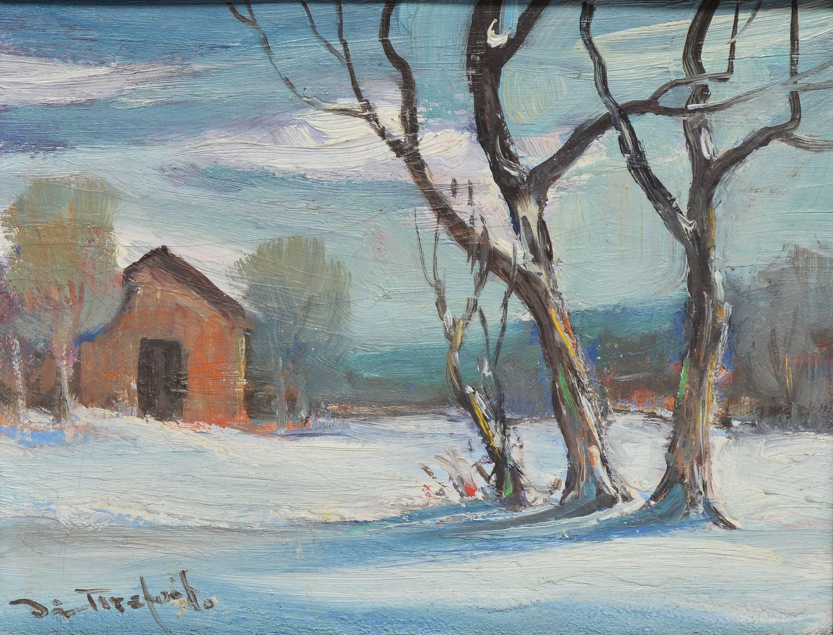 Snow Covered Landscape with a Barn, Bela DeTirefort 2