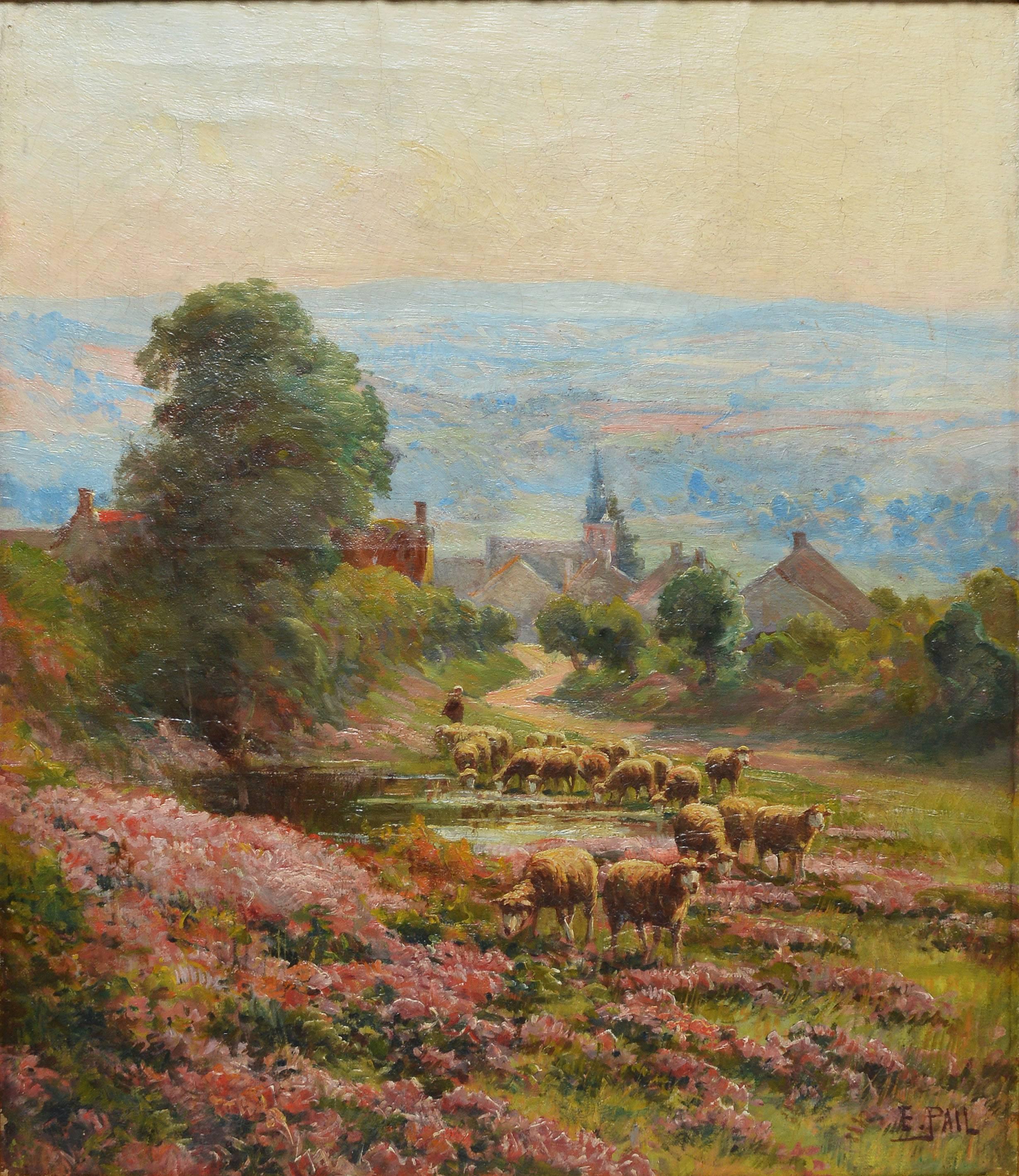 Sheep Grazing among Wild Flowers by Edouard Pail 2