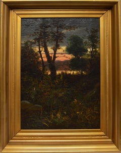 Hudson River School Landscape with a Sunset by John Adams Parker