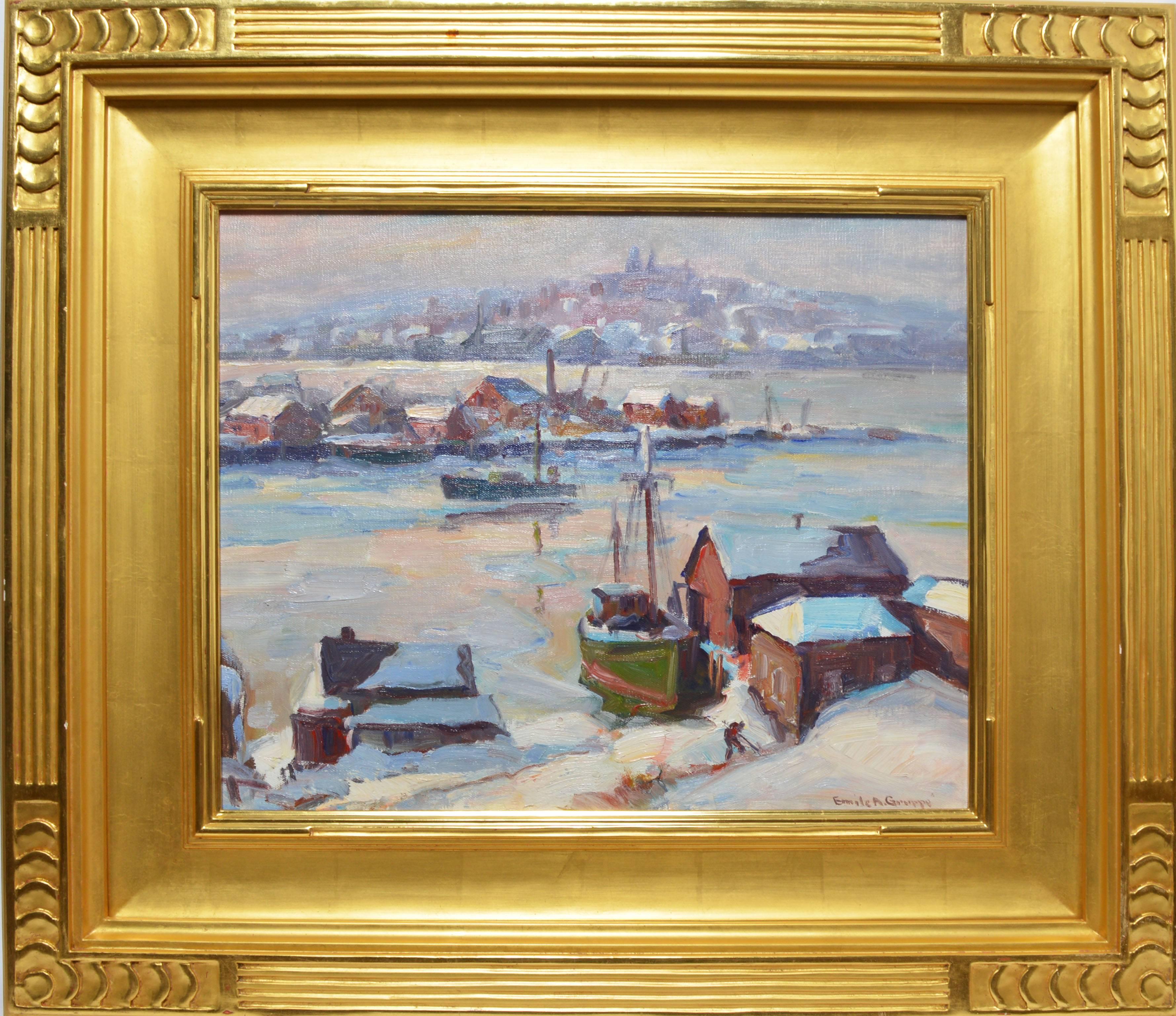 Emile Albert Gruppe Landscape Painting - Smith Cove Winter Harbor View by Emile Gruppe