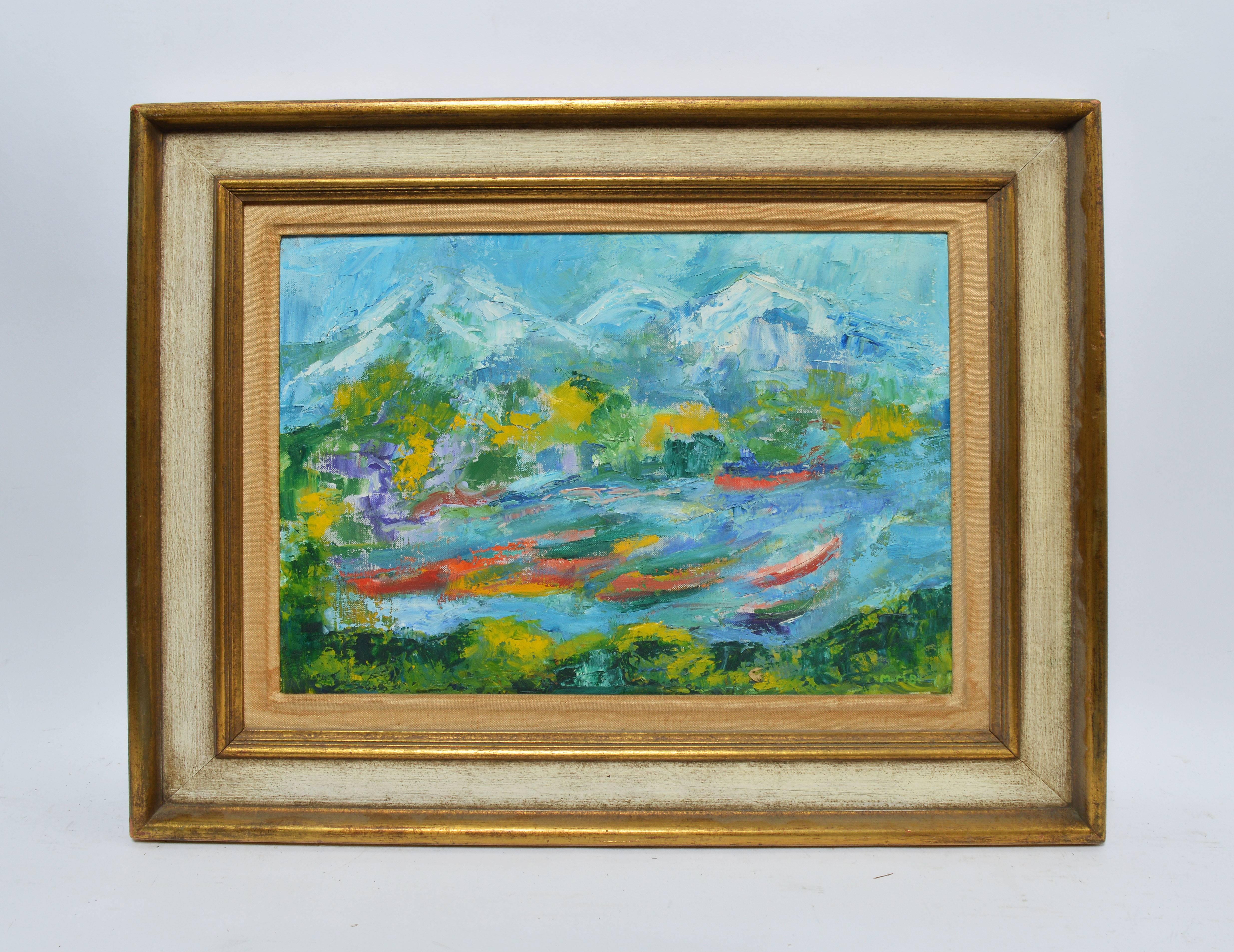Unknown Landscape Painting - Modernist Mountain View