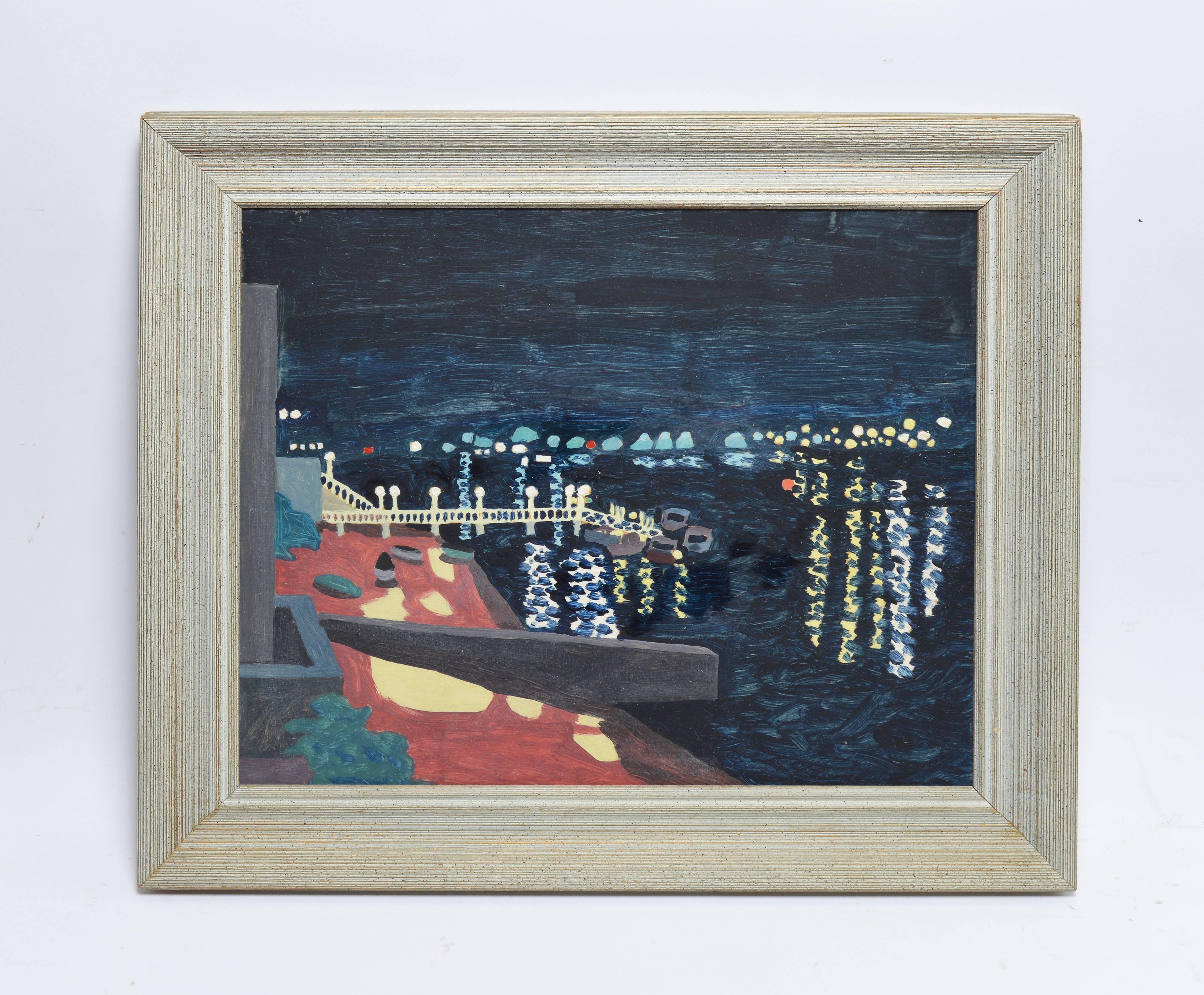 Modernist Abstracted Harbor View - Painting by Unknown