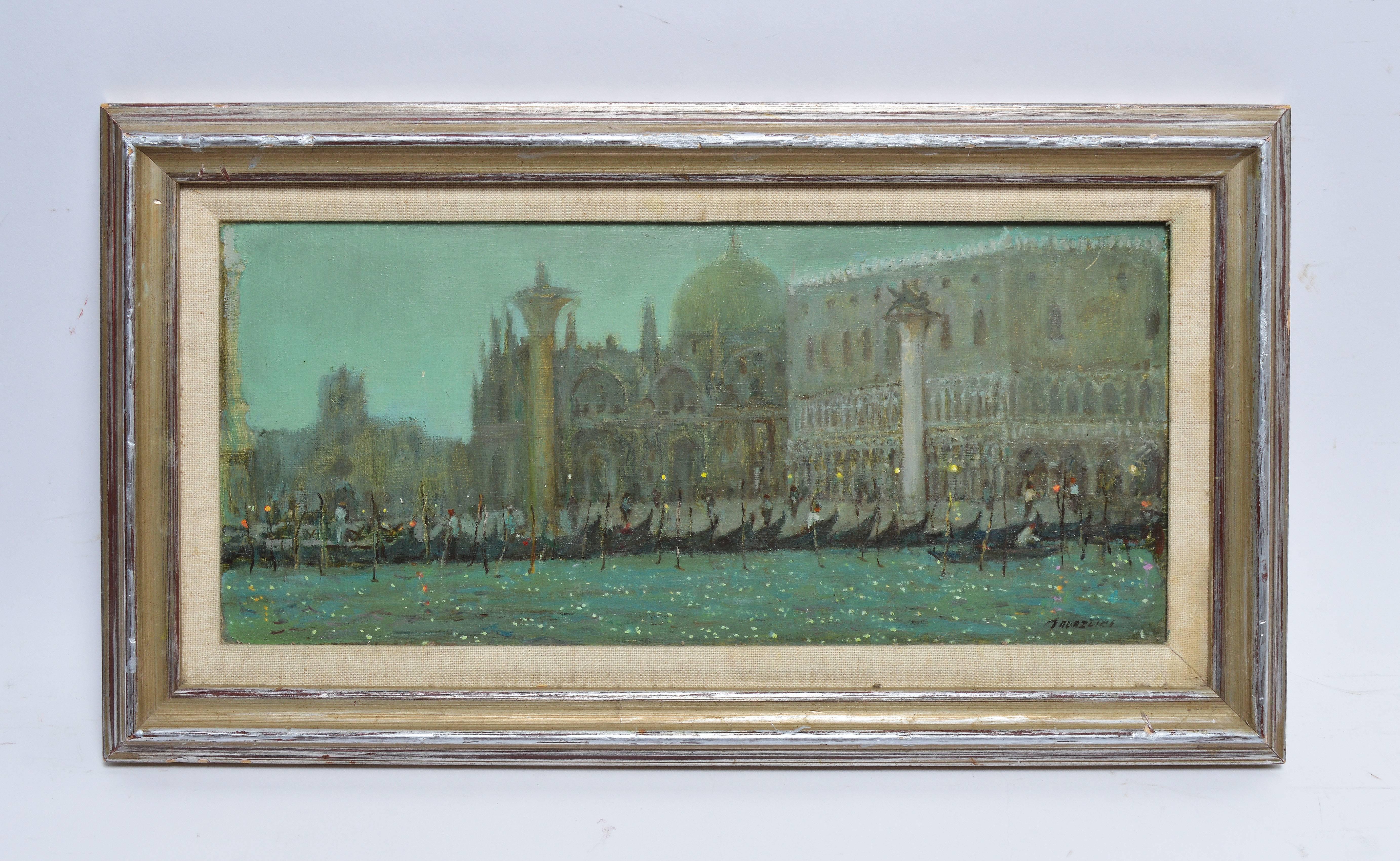 Impressionist view of Venice by Gene Magazzini  (born 1914).  Oil on board, circa 1940.  Signed lower left, 