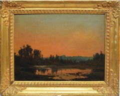 American School Western Landscape,  Sunset over a Lake