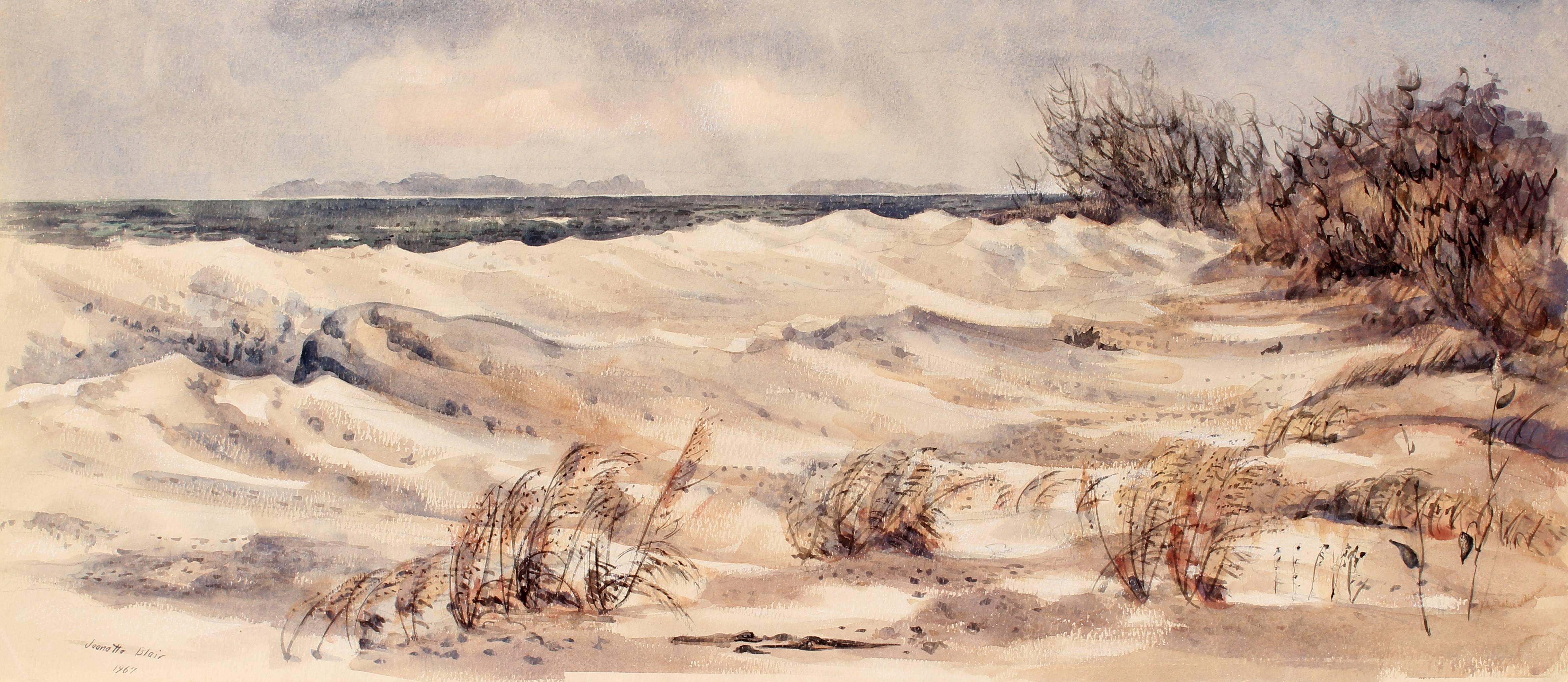 Jeanette Blair Landscape Painting - Cold Beach Day in the Dunes