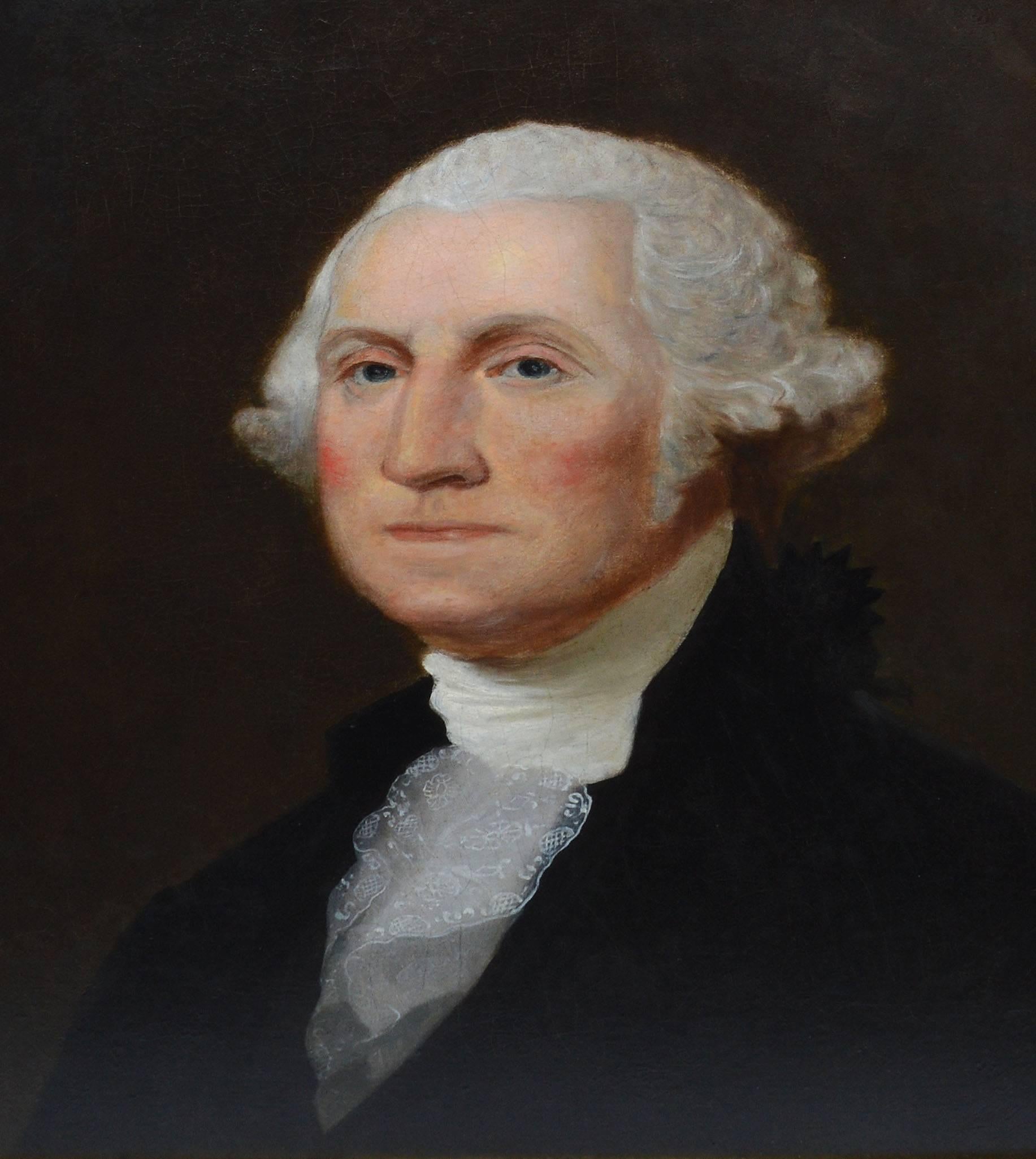 19th Century American School Portrait of George Washington - Brown Portrait Painting by Unknown