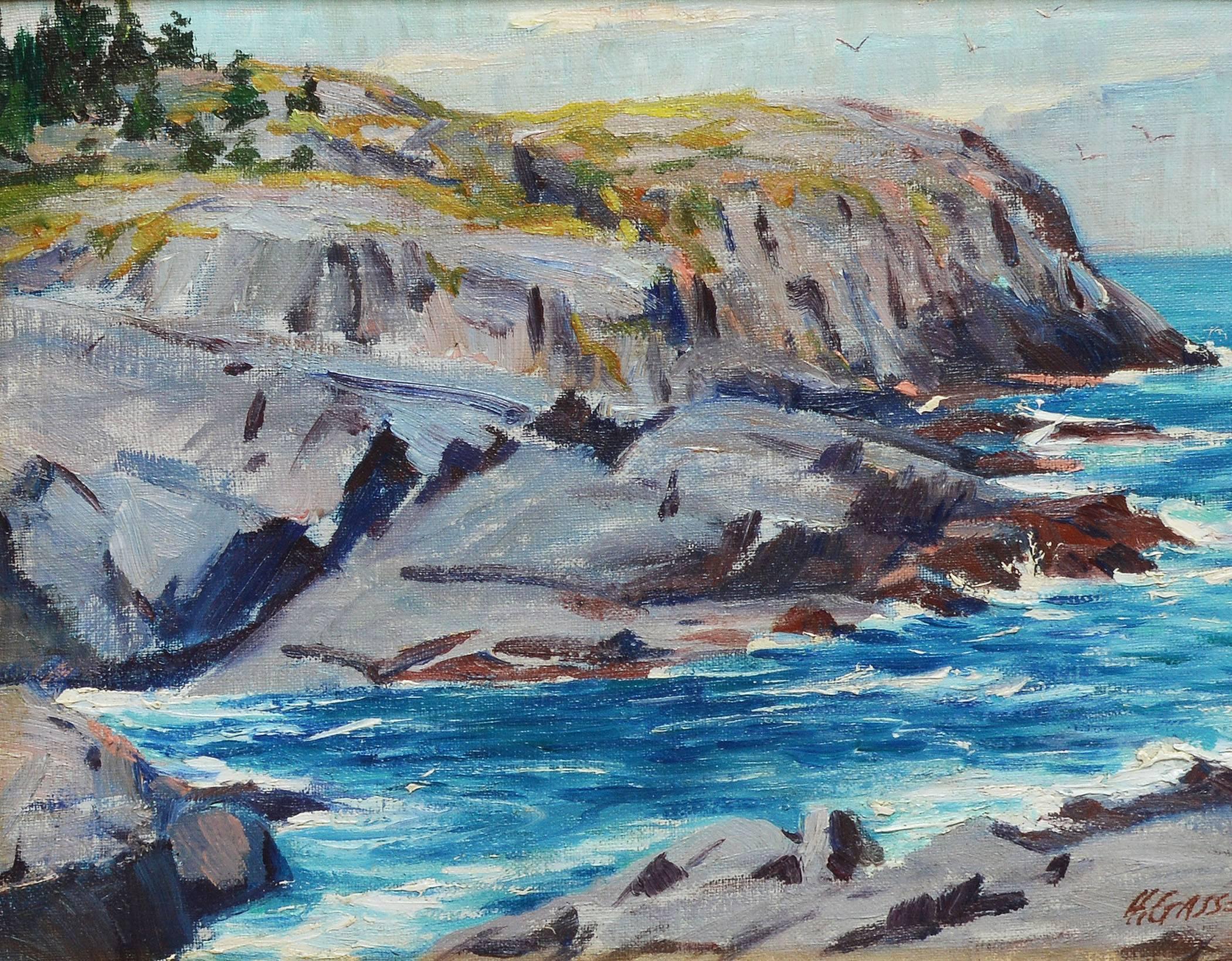 Surf Motif II by Henry Gasser - Gray Landscape Painting by Henry Martin Gasser