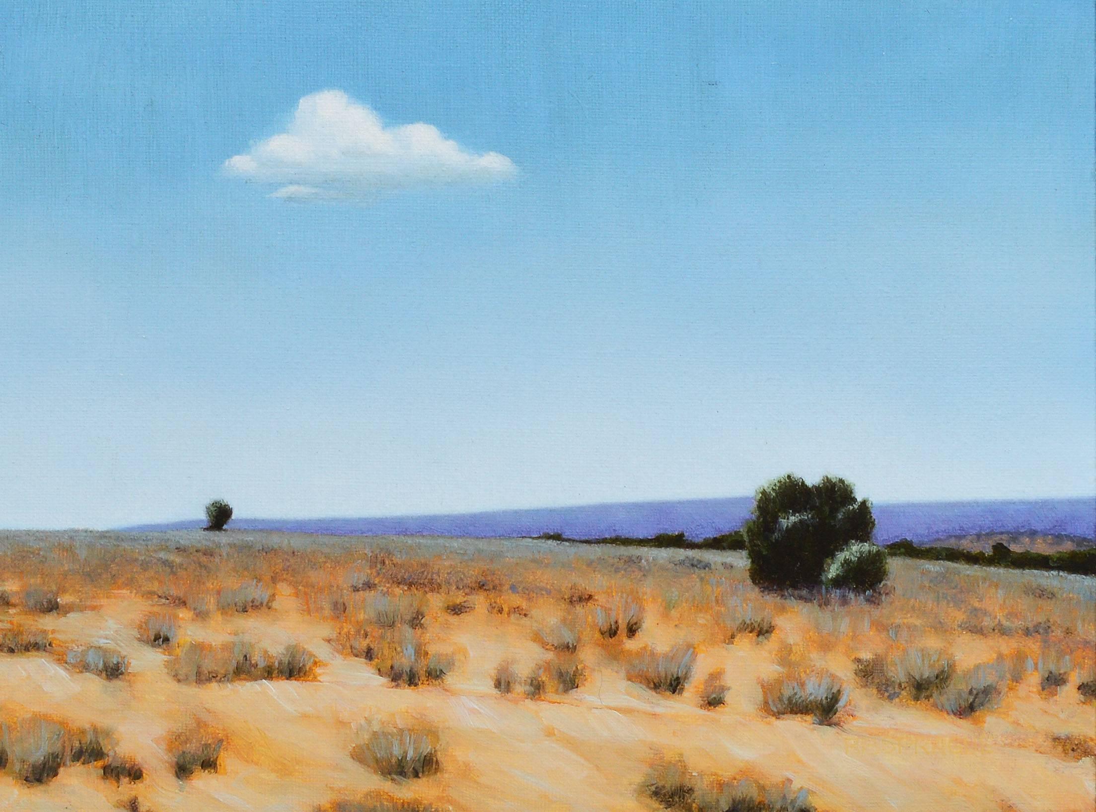 Realist view of Black Mesa in Oklahoma by R B Sprague  (1937 - 2010).  Oil on canvas, circa 1986.  Unsigned.  Displayed in a period frame.  Image size, 12