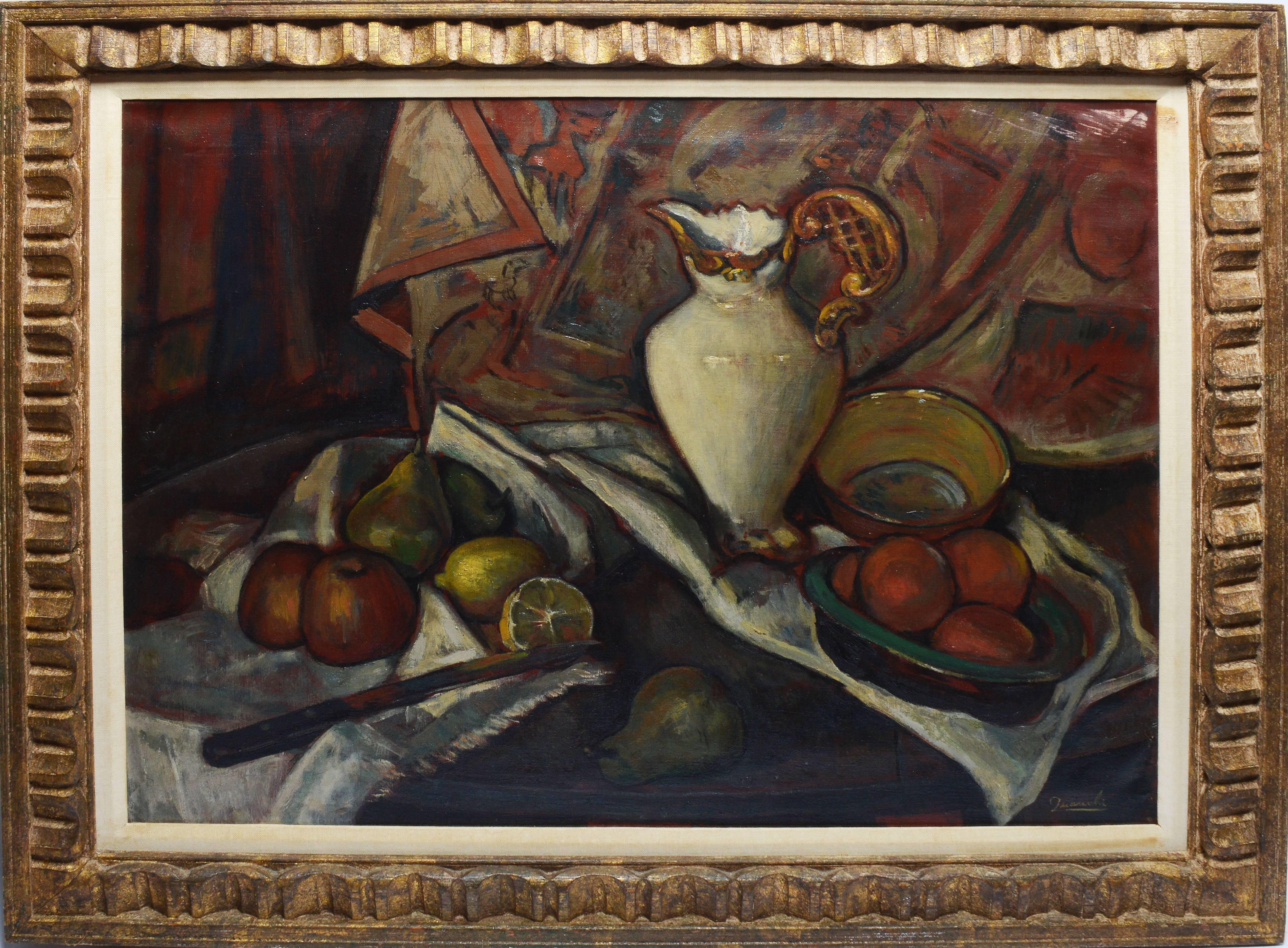 Leo William Quanchi Still-Life Painting - Modernist Kitchen Still Life with Fruit by Leo Quanchi