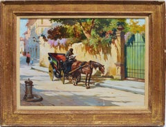 Italian Street view with a Horse Drawn Carriage by Aldo Affortunati