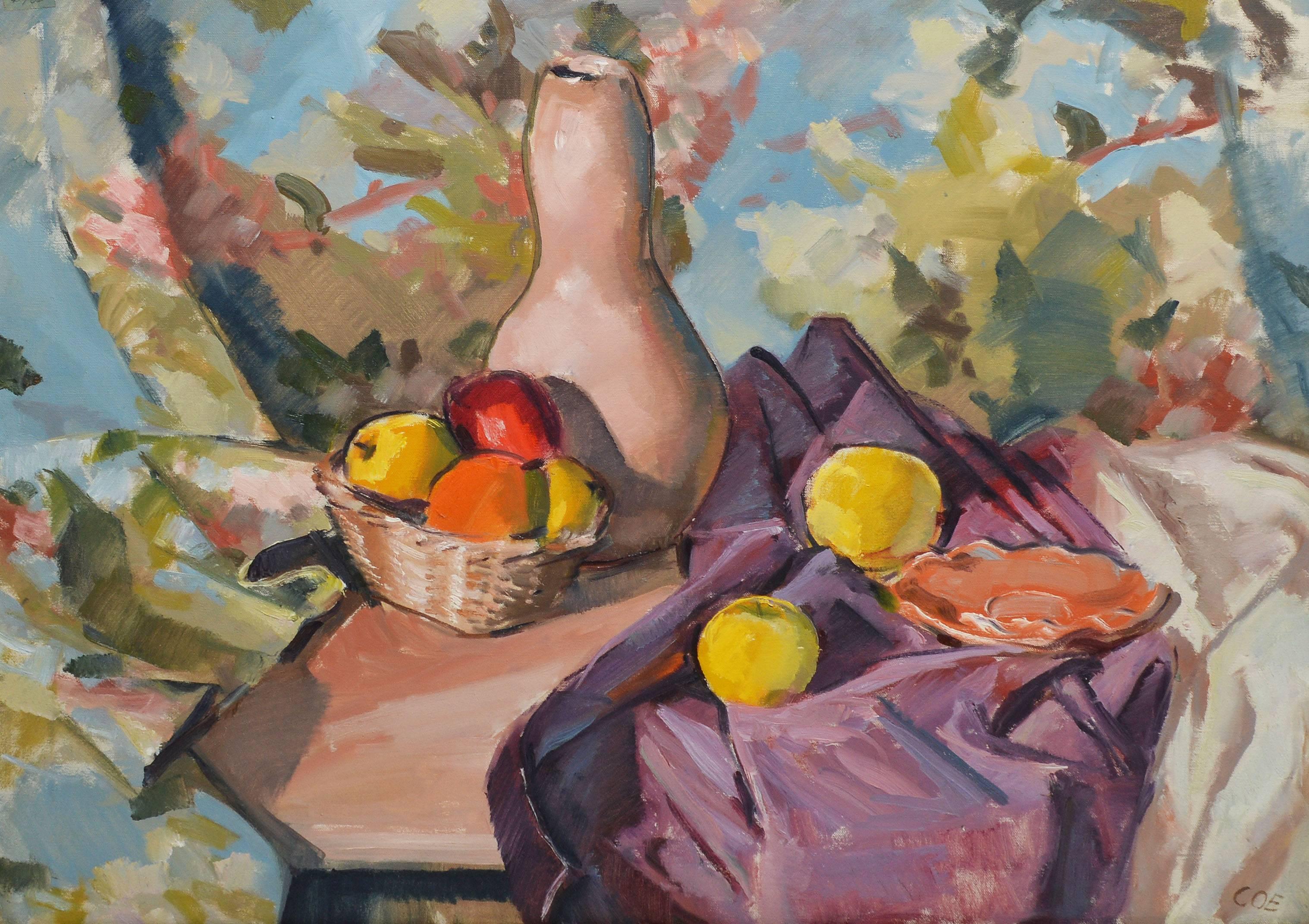 Modernist Fruit Still Life - Brown Still-Life Painting by Unknown