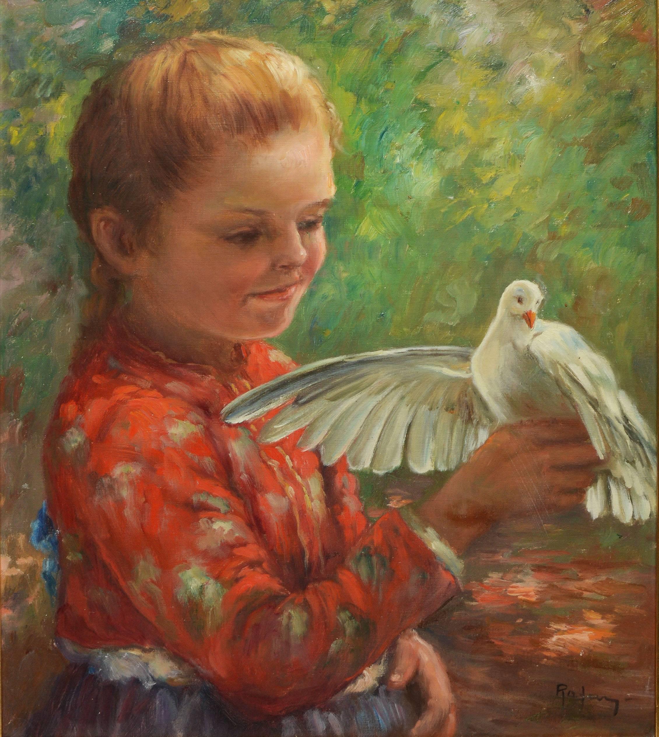girl with a dove painting