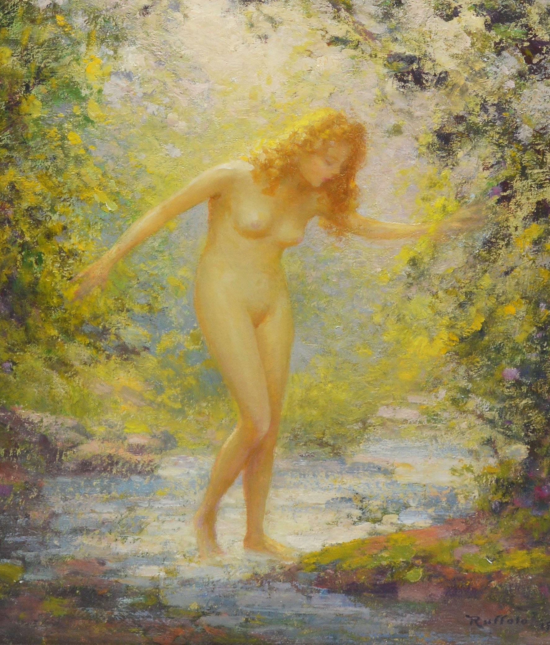 nude woman in forest