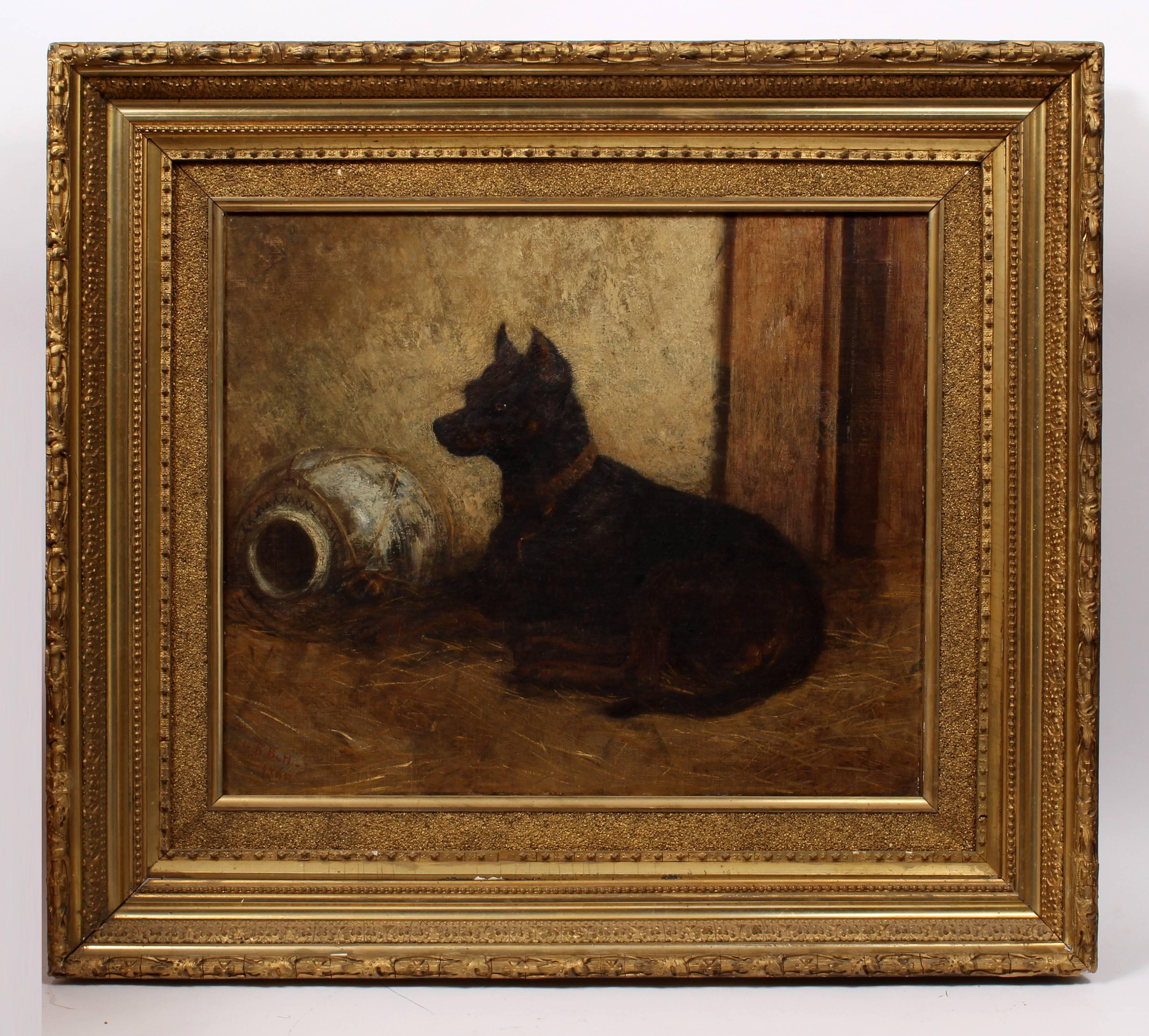 George Bernard Butler, Jr. Animal Painting - Portrait of a Dog and Waterjug