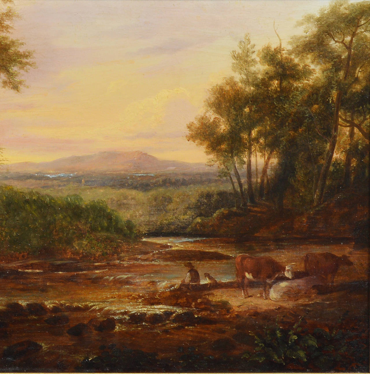 Hudson River School Sunset Landscape circa 1850 2