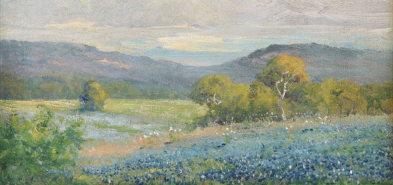 Texas Bluebonnet Landscape - American Impressionist Painting by Robert William Wood