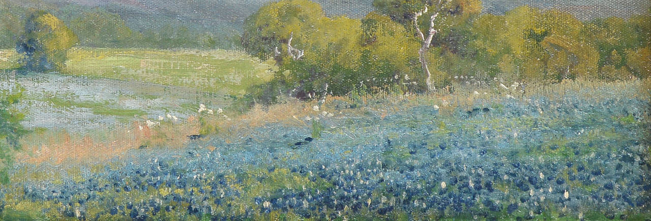 Texas Bluebonnet Landscape - Black Landscape Painting by Robert William Wood