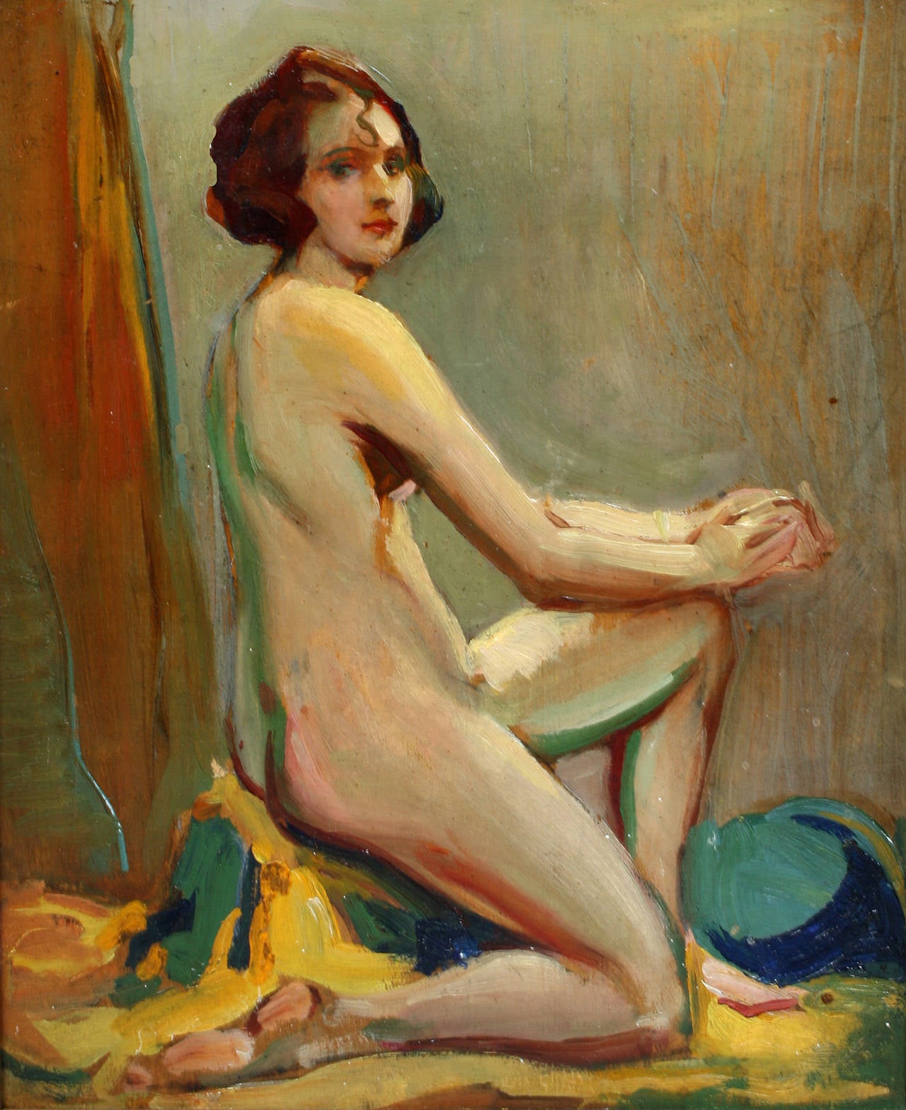 Alexander Oscar Levy Nude Painting - Posed Nude