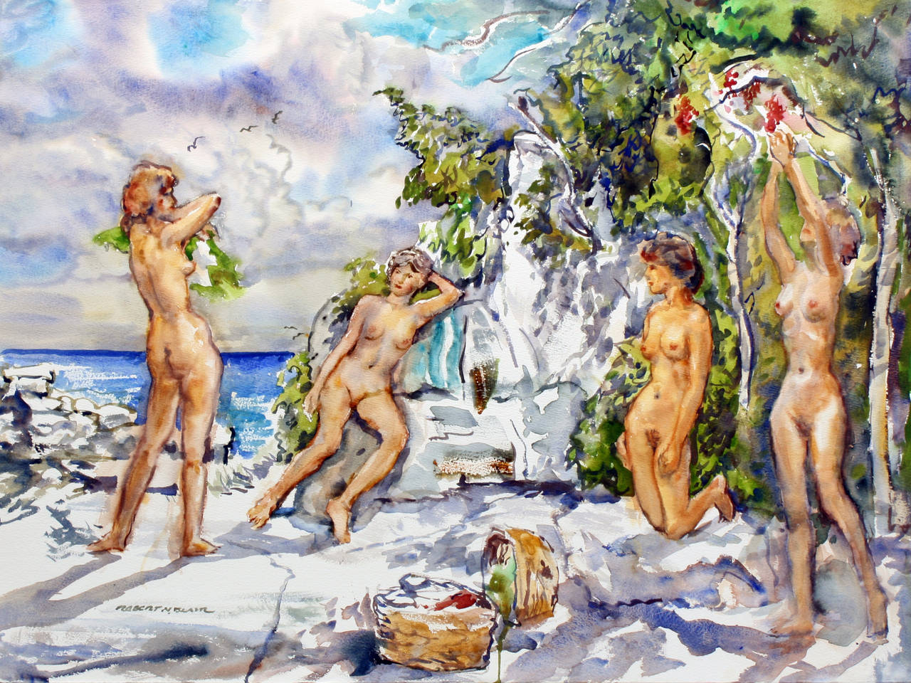 Robert Noel Blair Landscape Art - Nude Picnic Virgin Islands