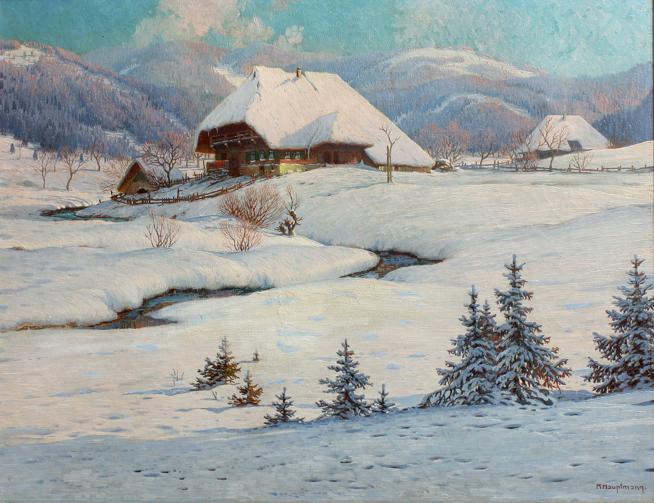Karl Hauptmann Landscape Painting �– The Winter in the Valley of the Black Forrest