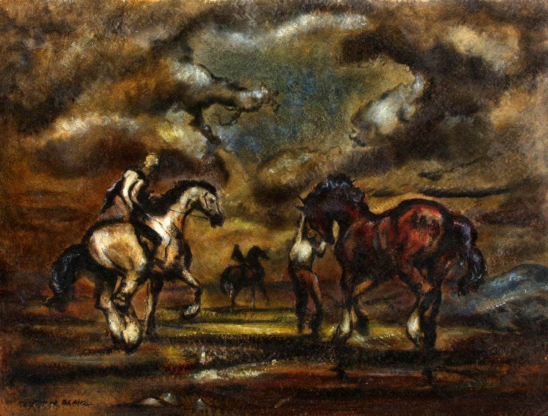 Robert Noel Blair Landscape Painting - Riding into the Storm
