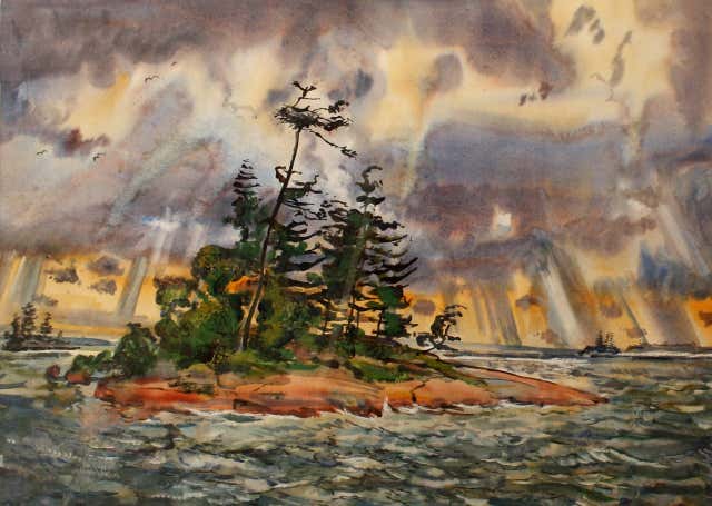 Robert Noel Blair - Ocean Oil on paper 1940's American Modern Robert ...