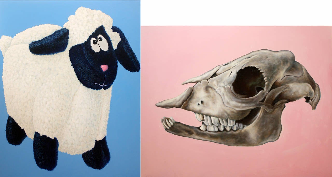 A.J. Fries Animal Painting - Lambs