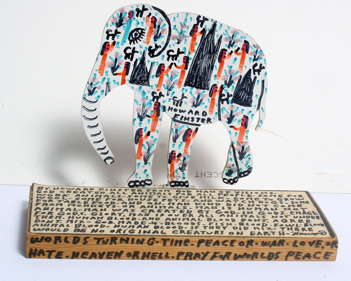 Howard Finster Animal Painting - Elephant